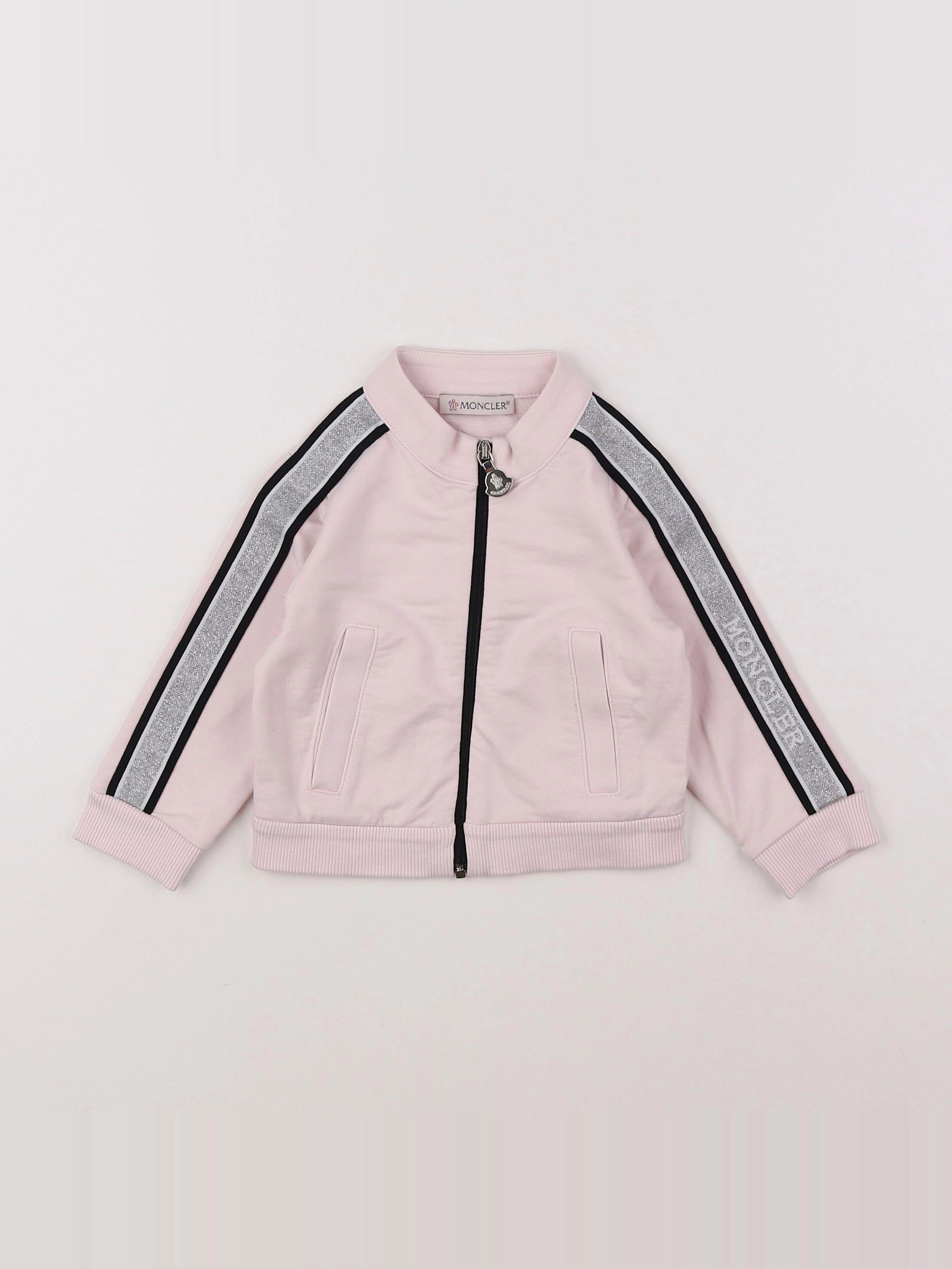 Moncler - sweat argent, rose - 9/12 mois