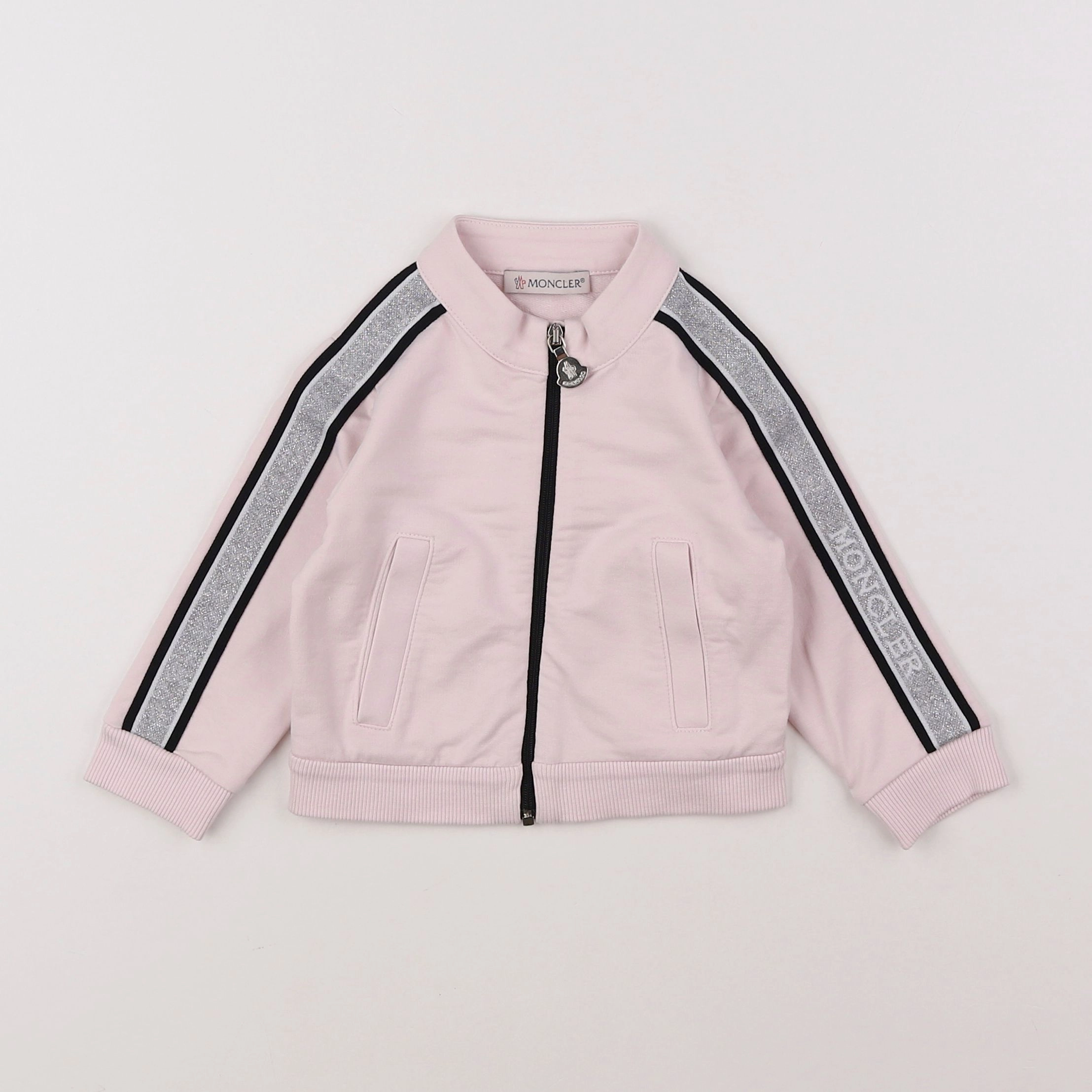 Moncler - sweat argent, rose - 9/12 mois