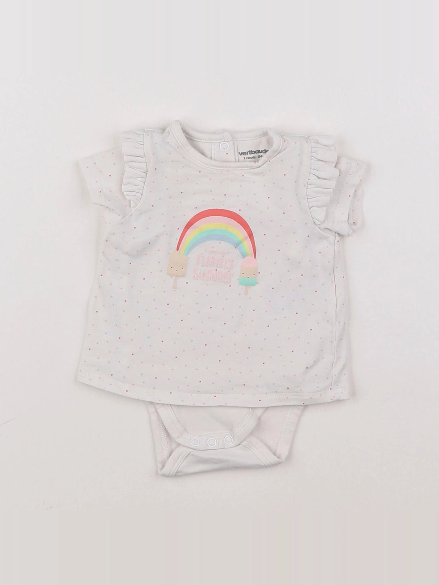 Vertbaudet - body tee-shirt blanc - 1 mois