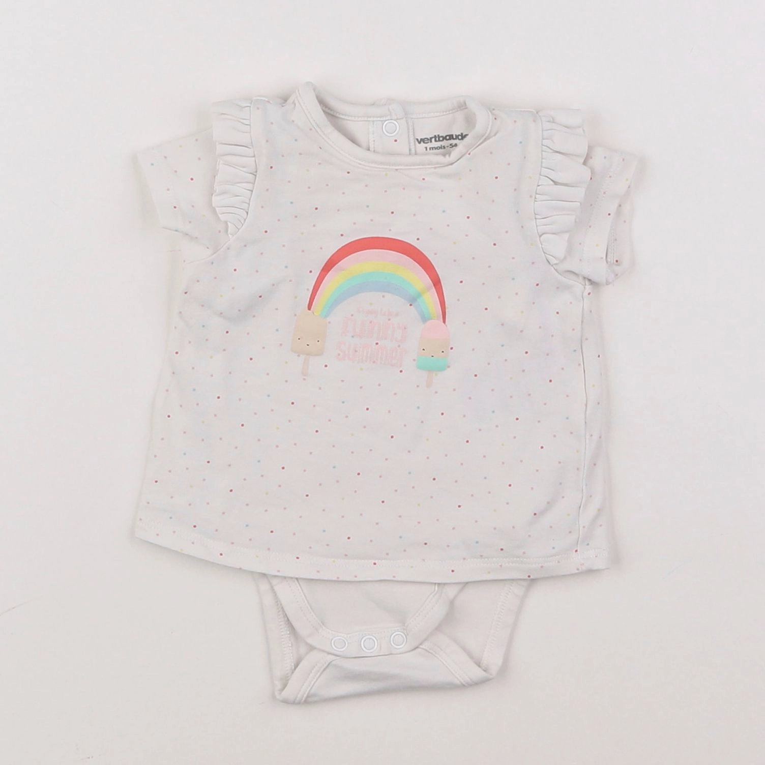 Vertbaudet - body tee-shirt blanc - 1 mois