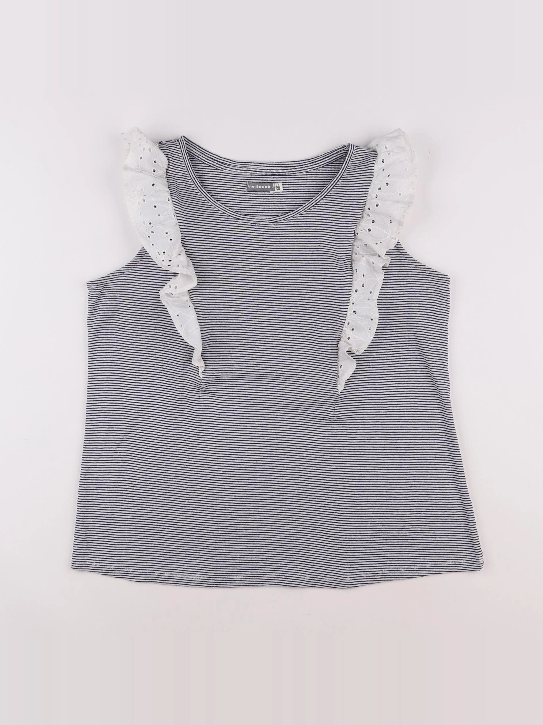 Vertbaudet - débardeur bleu, blanc - 42 à 44