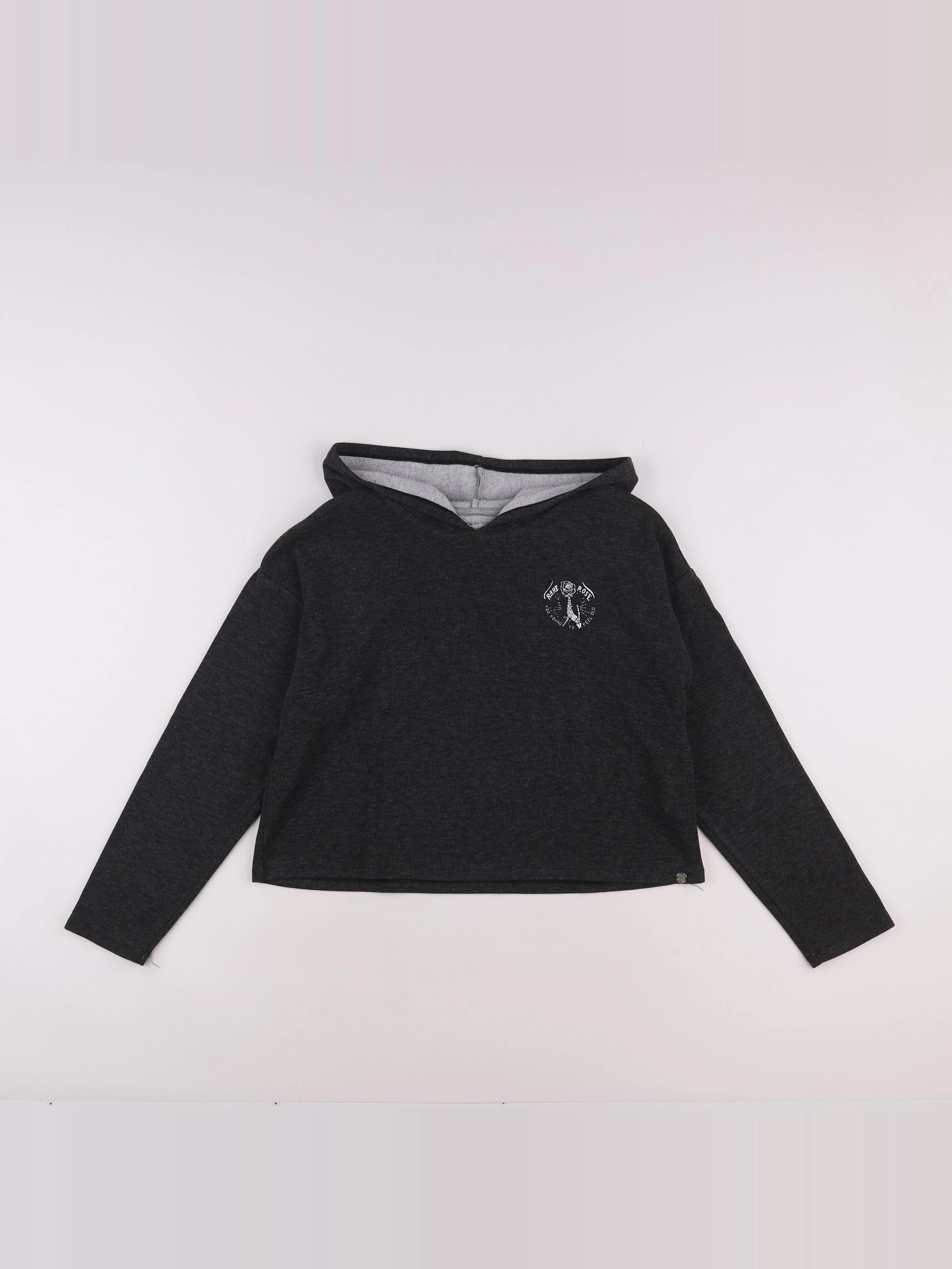 IKKS - sweat crop top imprimé au dos gris - 14 ans