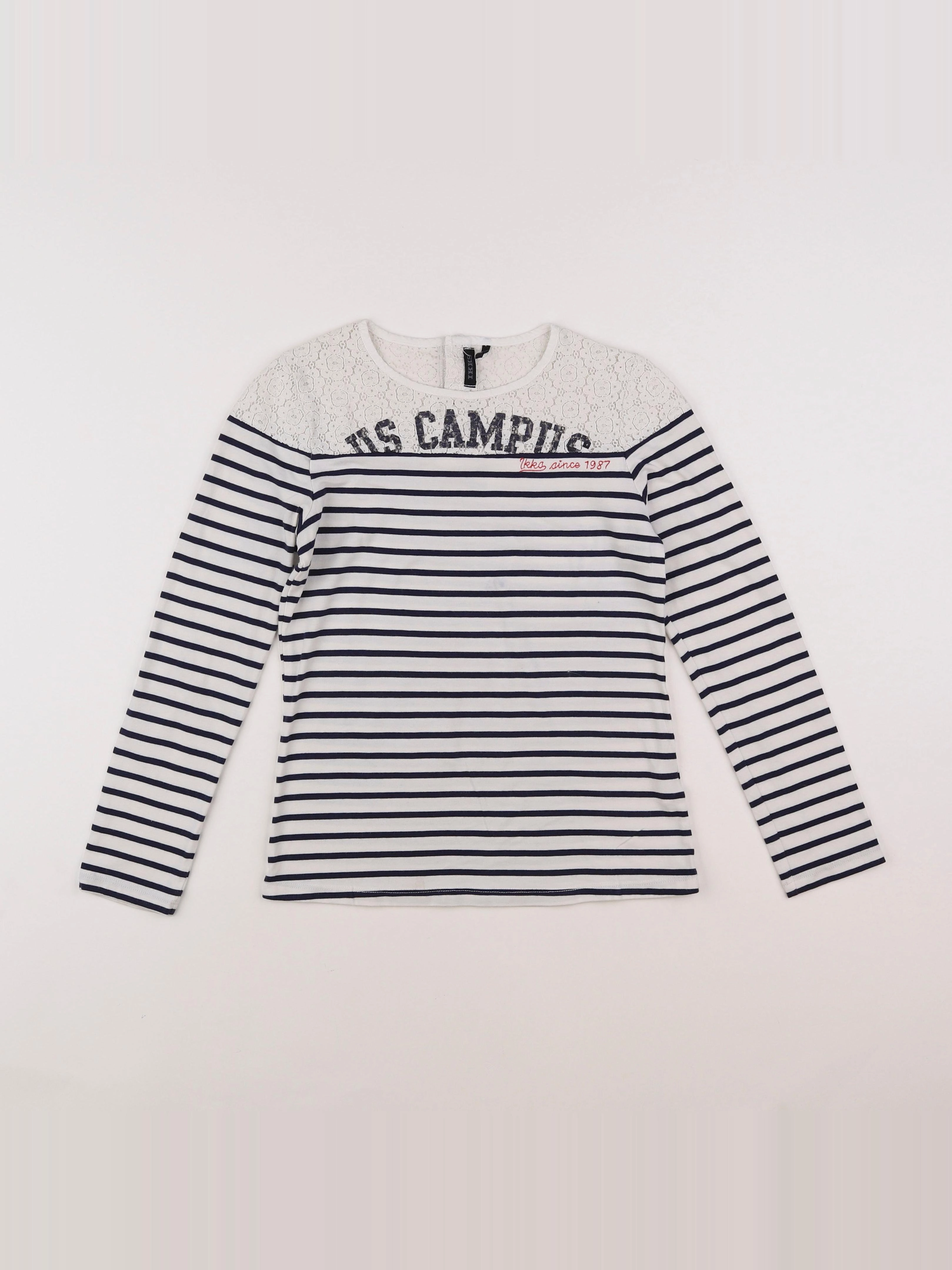 IKKS - tee-shirt blanc, bleu - 10 ans