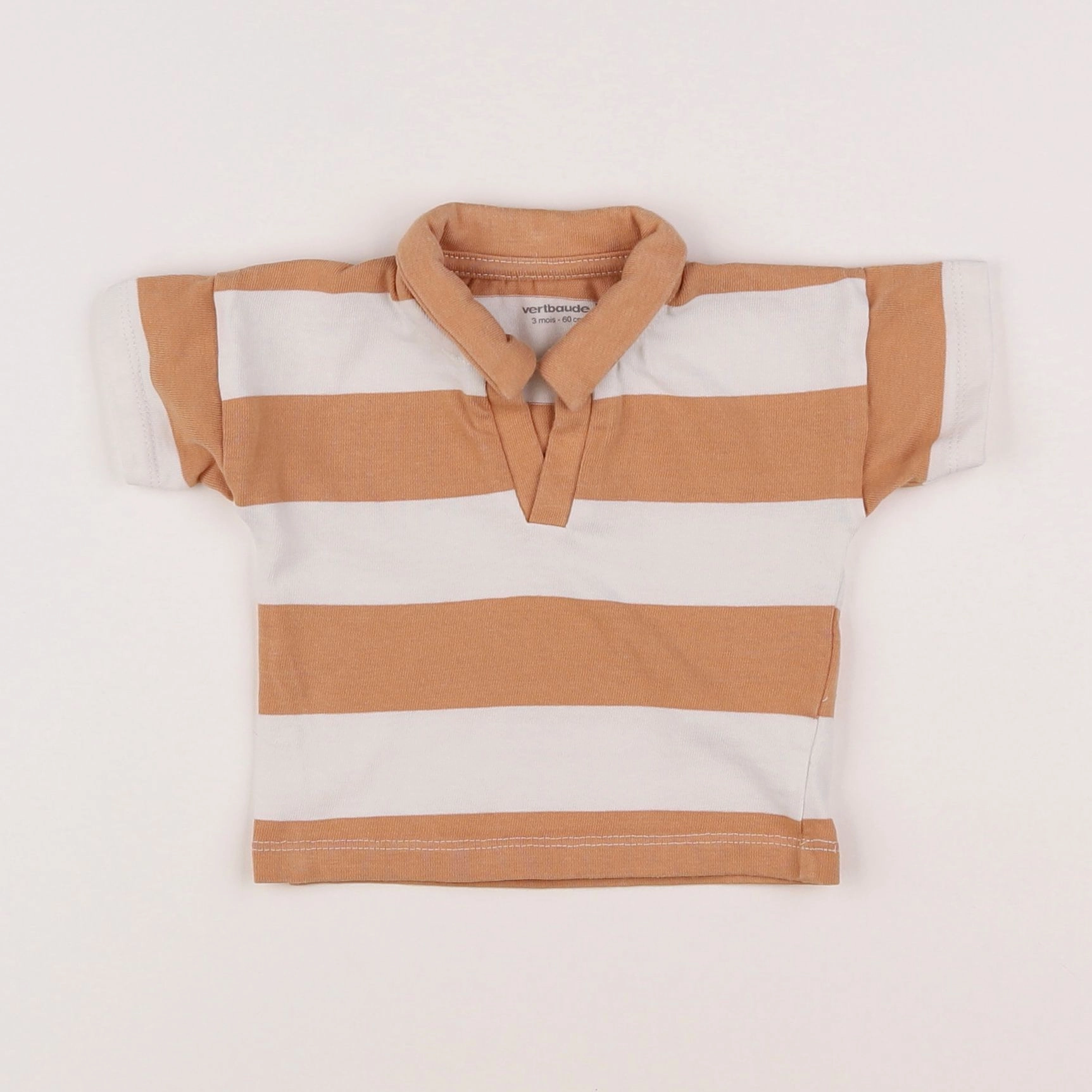 Vertbaudet - tee-shirt blanc, marron - 3 mois