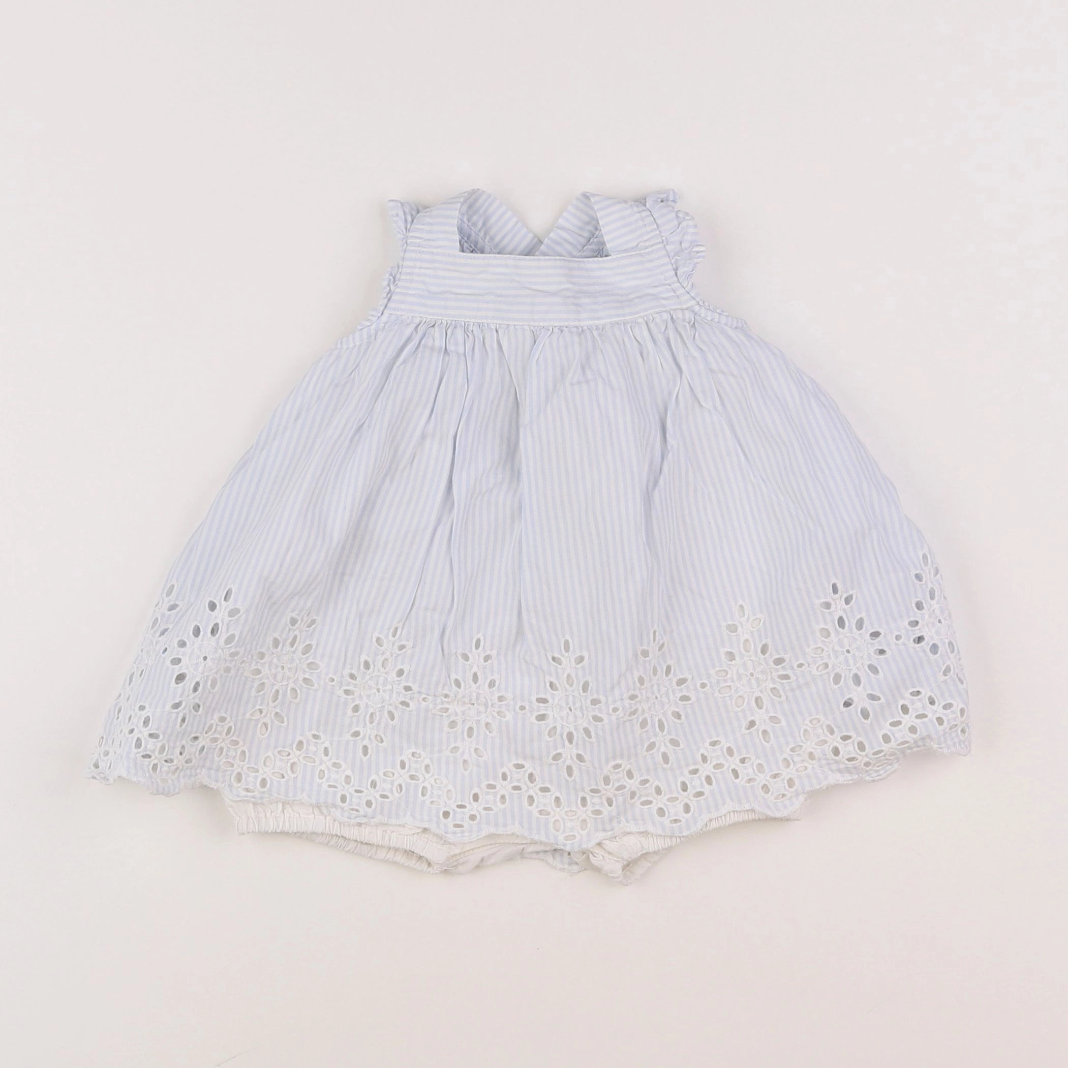 Vertbaudet - robe bleu, blanc - 6 mois