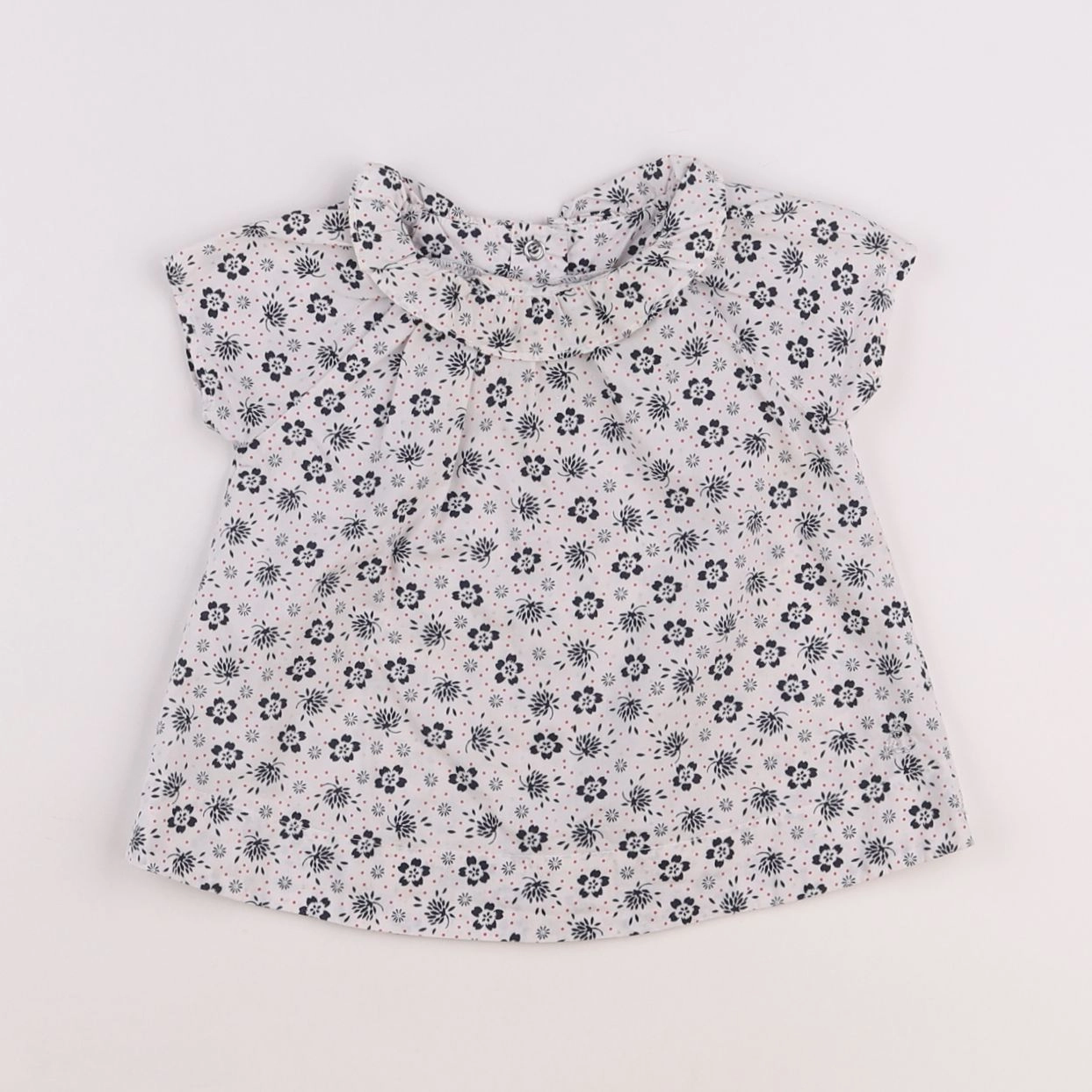 Petit Bateau - blouse bleu - 12 mois