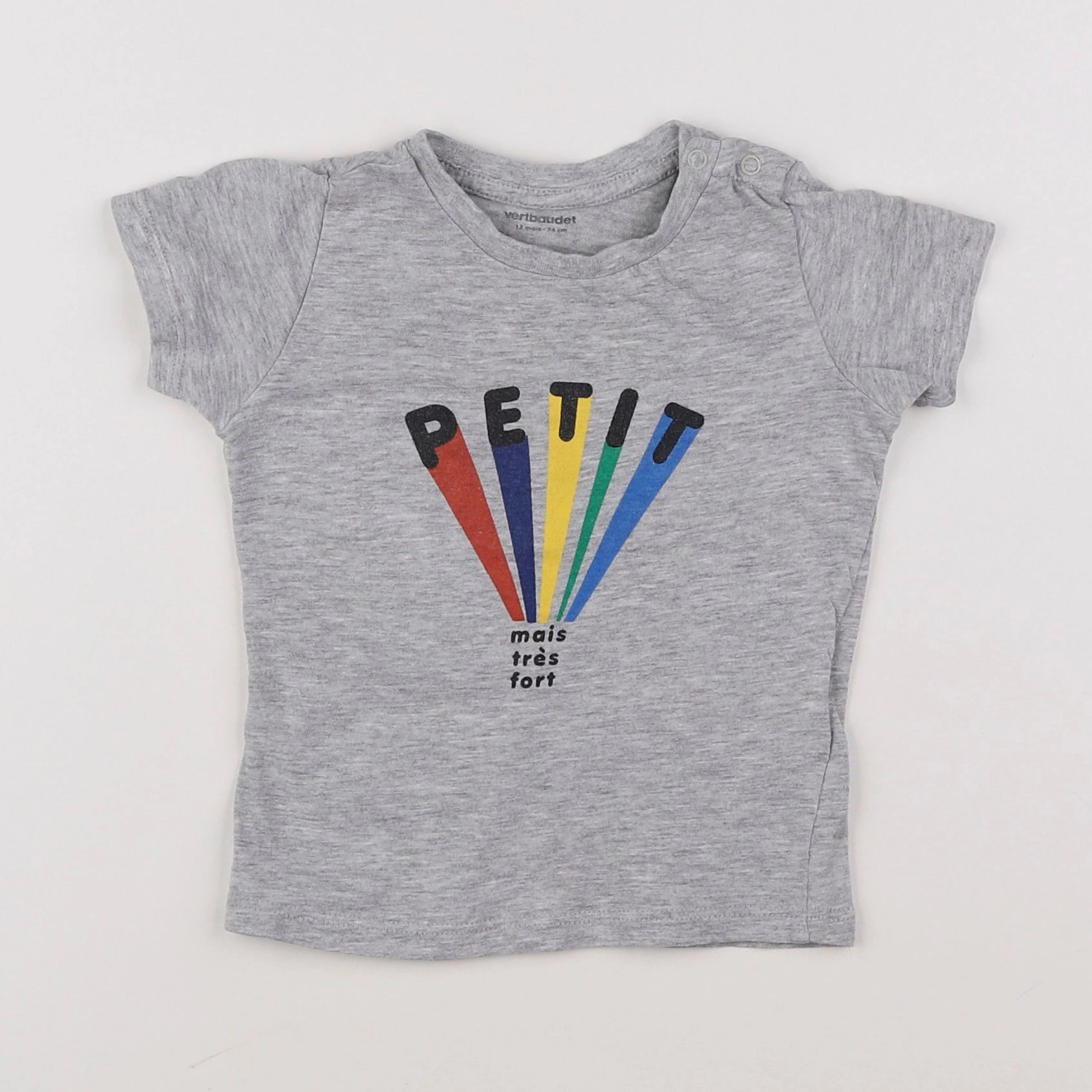 Vertbaudet - tee-shirt gris - 12 mois