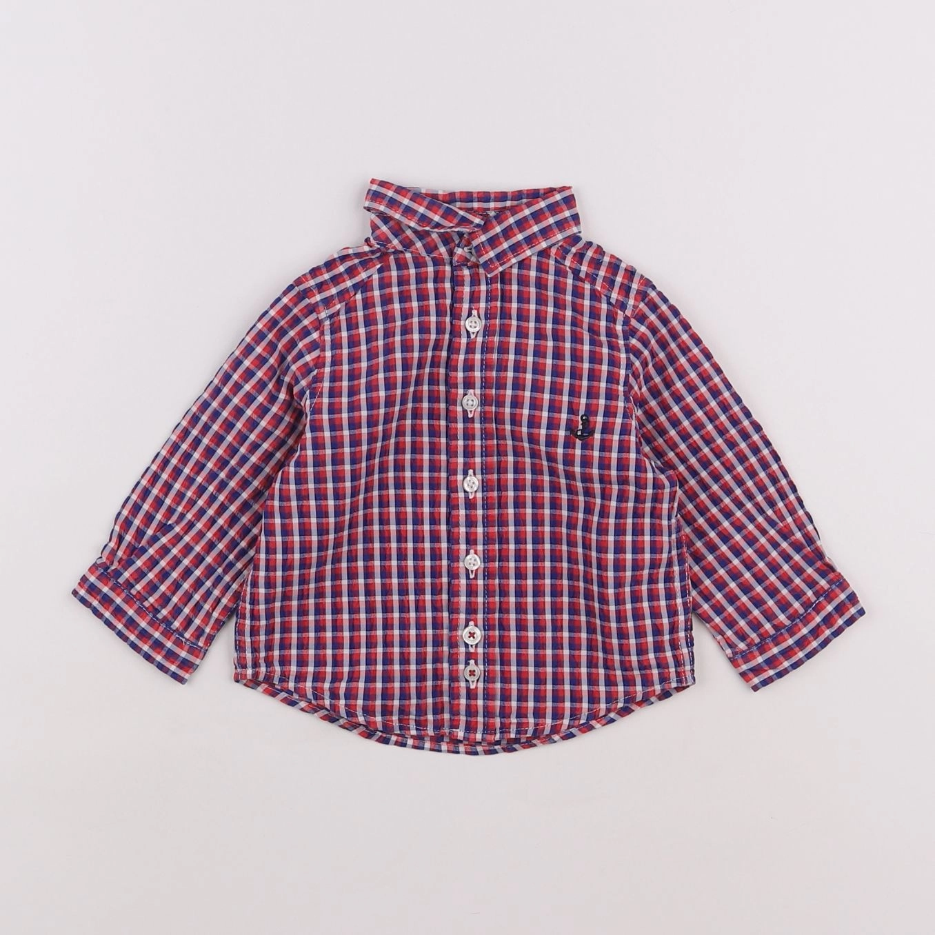 Jacadi - chemise bleu, rouge - 6 mois