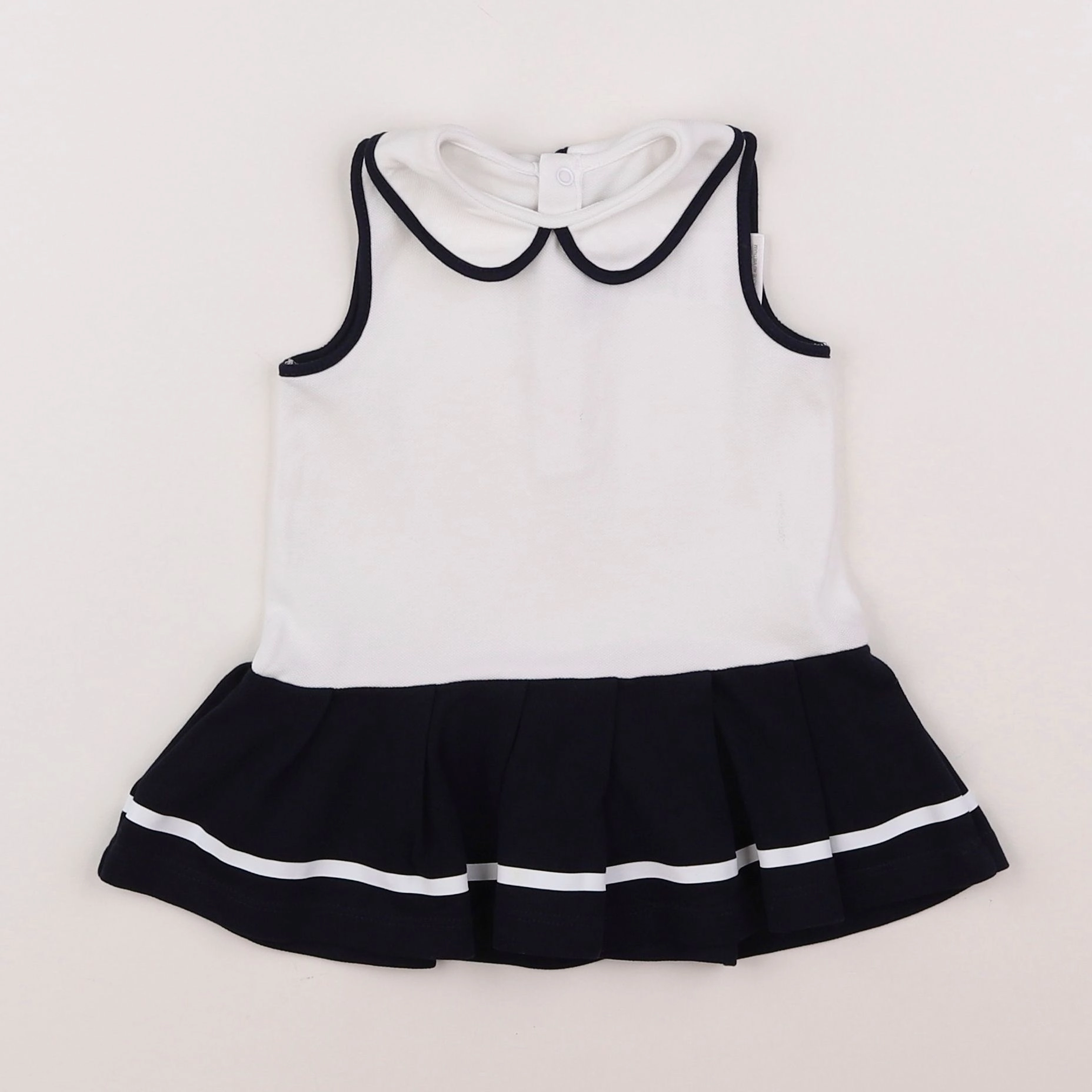 Jacadi - robe blanc, bleu - 12 mois
