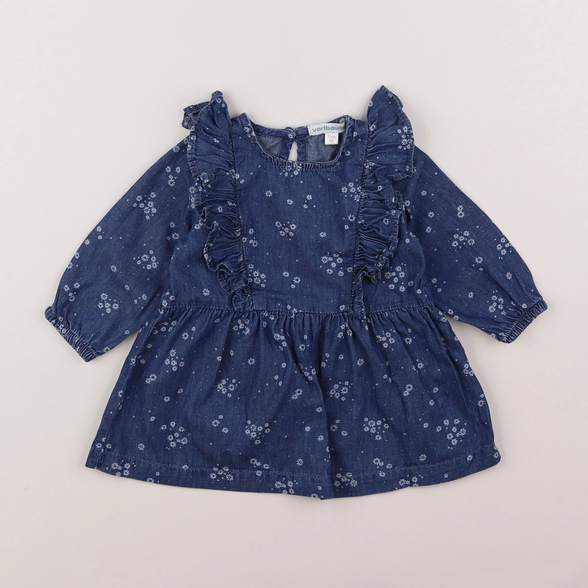 Vertbaudet - robe bleu - 9 mois