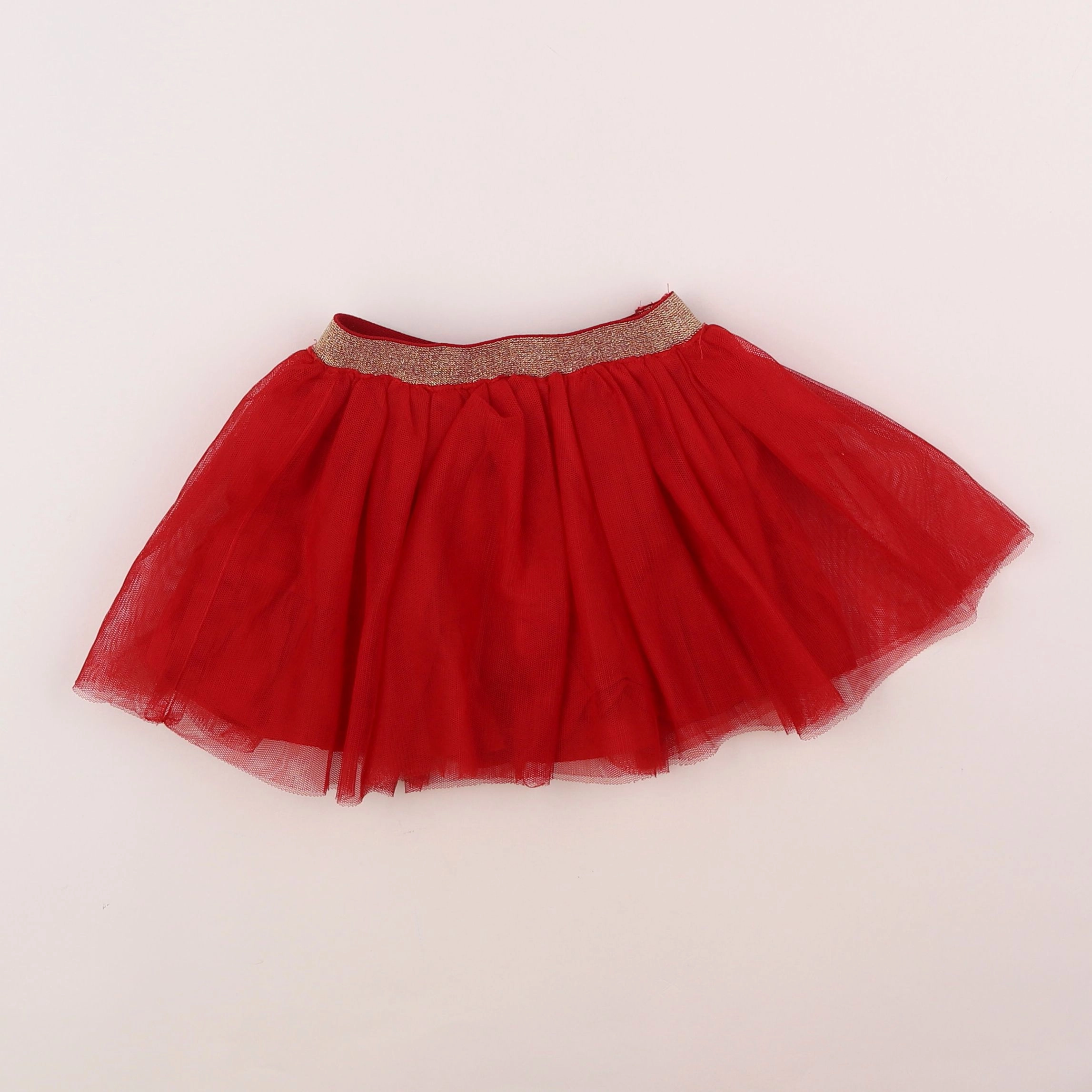 Vertbaudet - jupe rouge, or - 2 ans