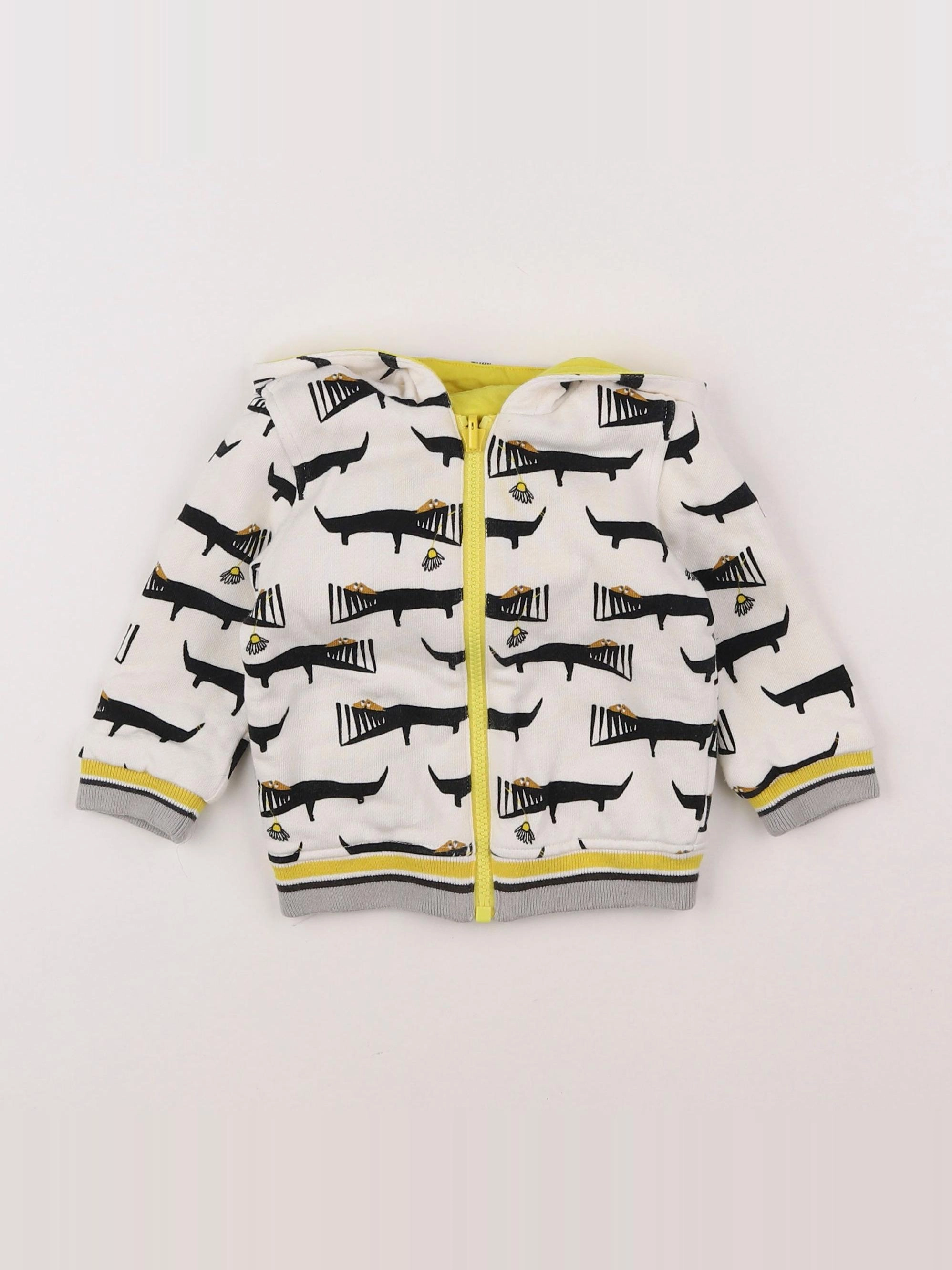 Catimini - sweat blanc, noir - 12 mois
