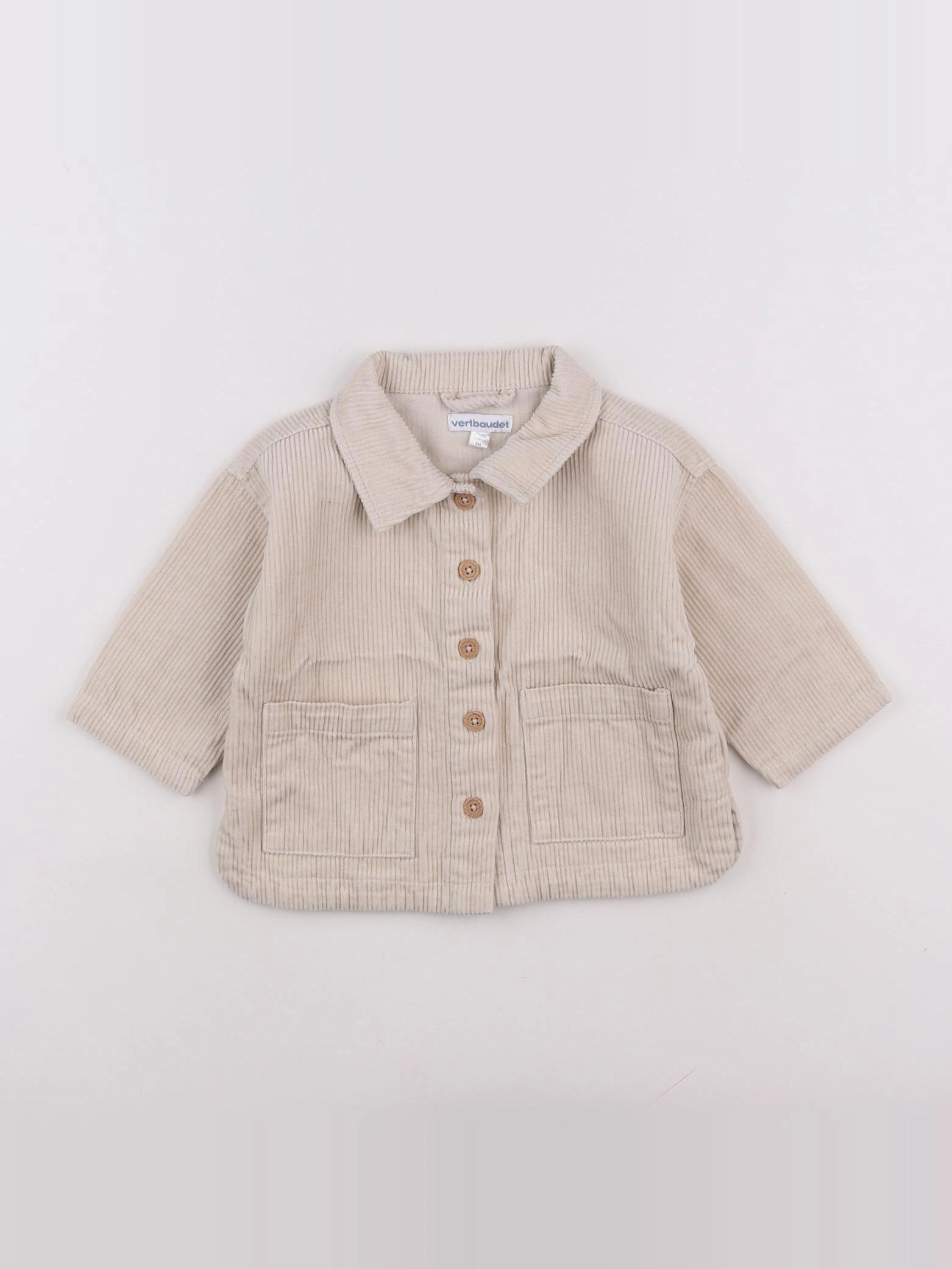 Vertbaudet - chemise beige - 9 mois