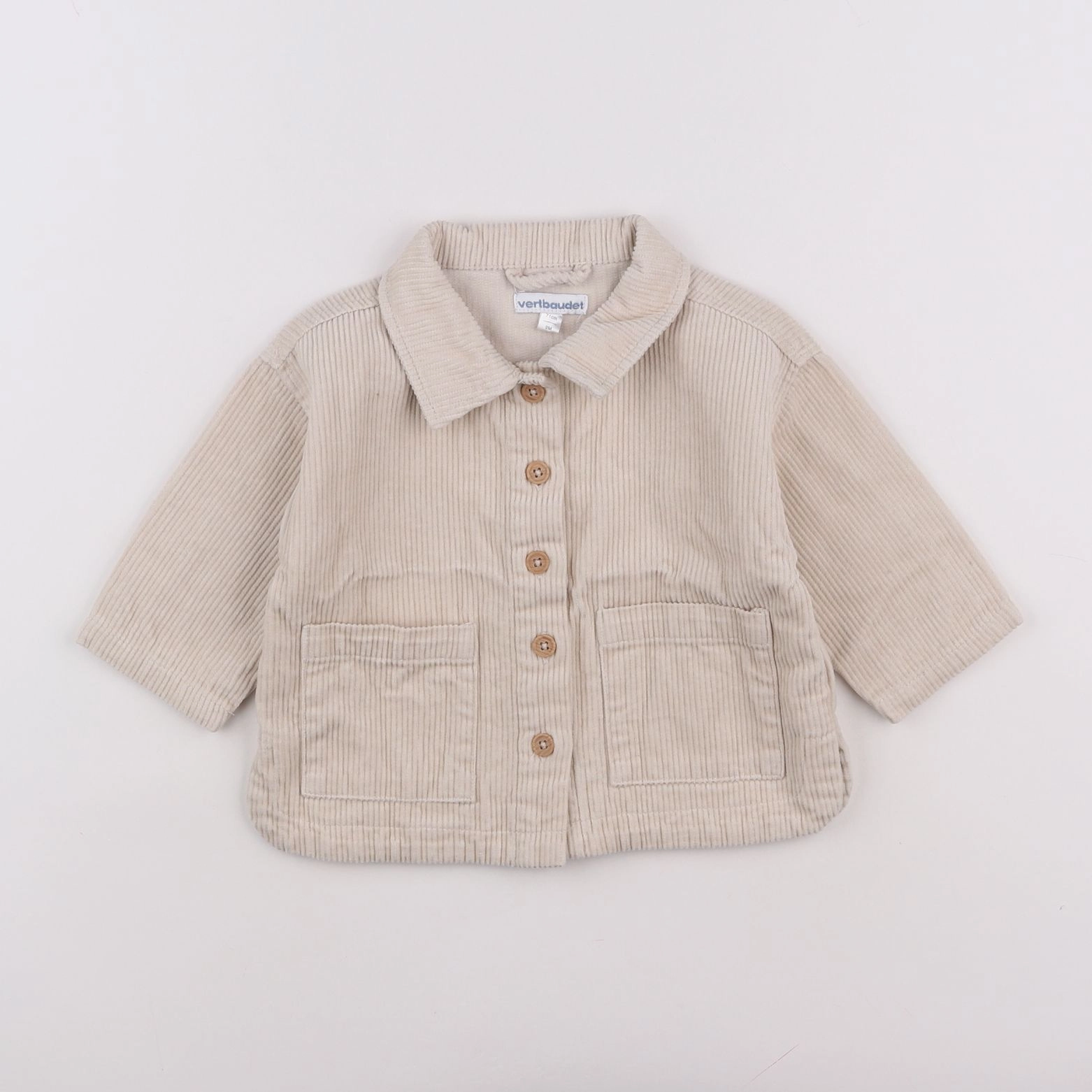 Vertbaudet - chemise beige - 9 mois