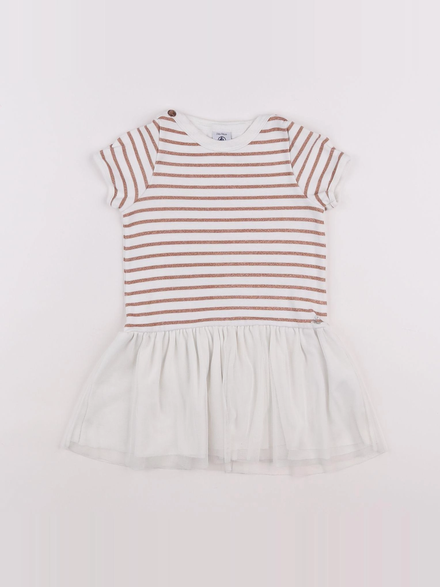 Petit Bateau - robe blanc, or - 2 ans