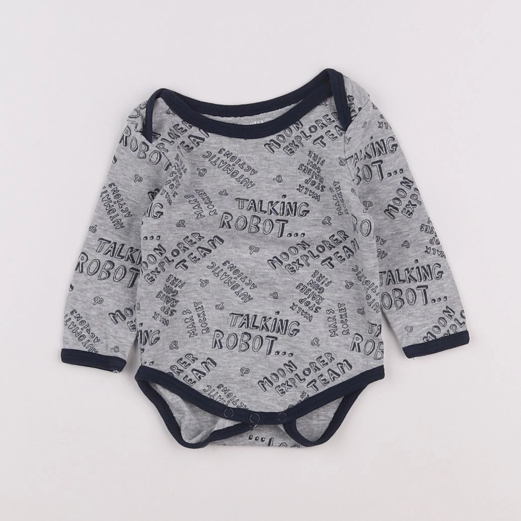 Vertbaudet - body gris, bleu - 3 mois