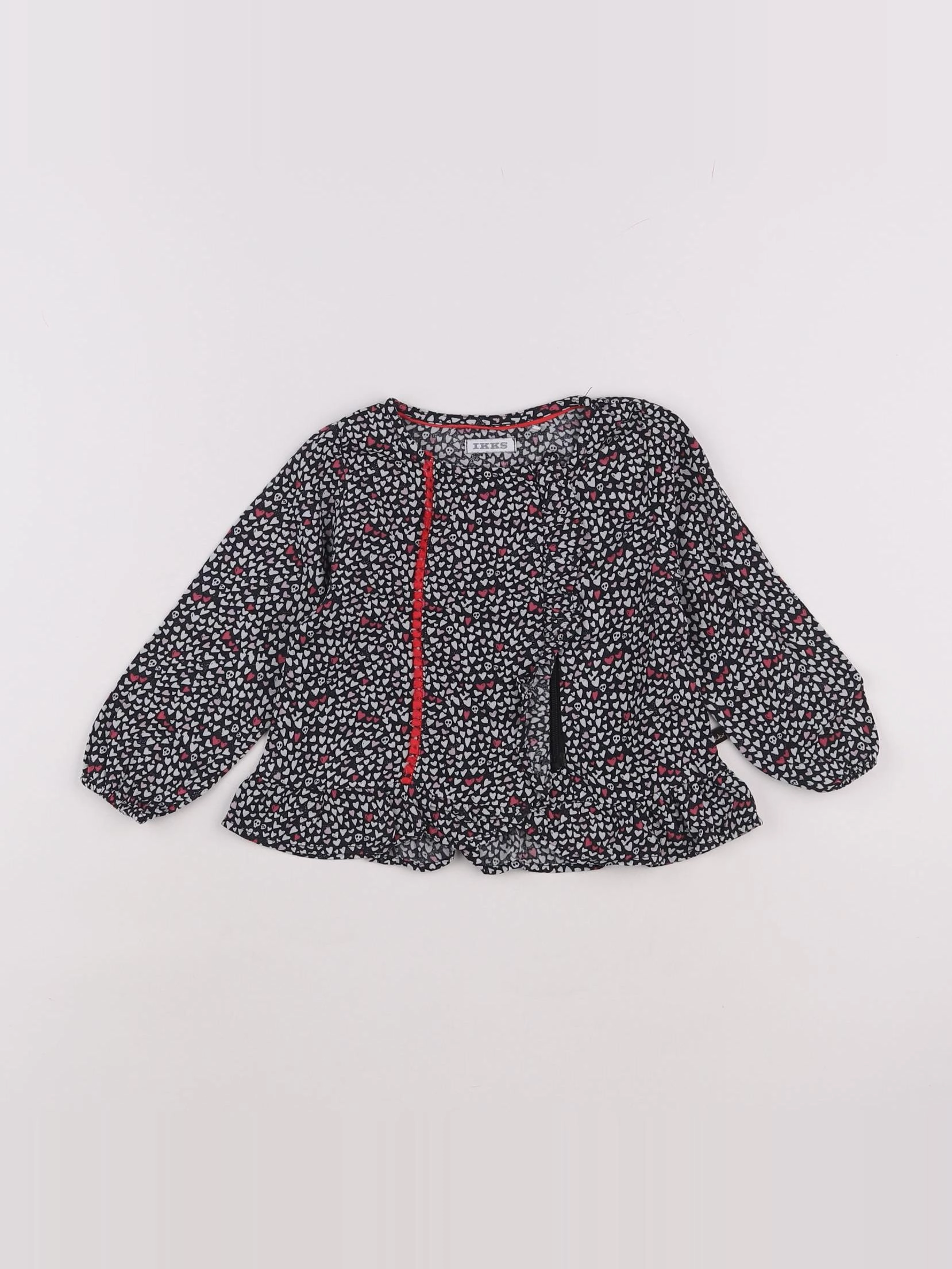 IKKS - blouse rose, noir - 18 mois