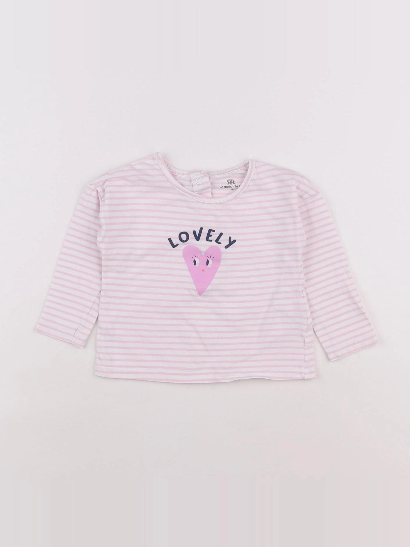 La Redoute - tee-shirt blanc, rose - 12 mois