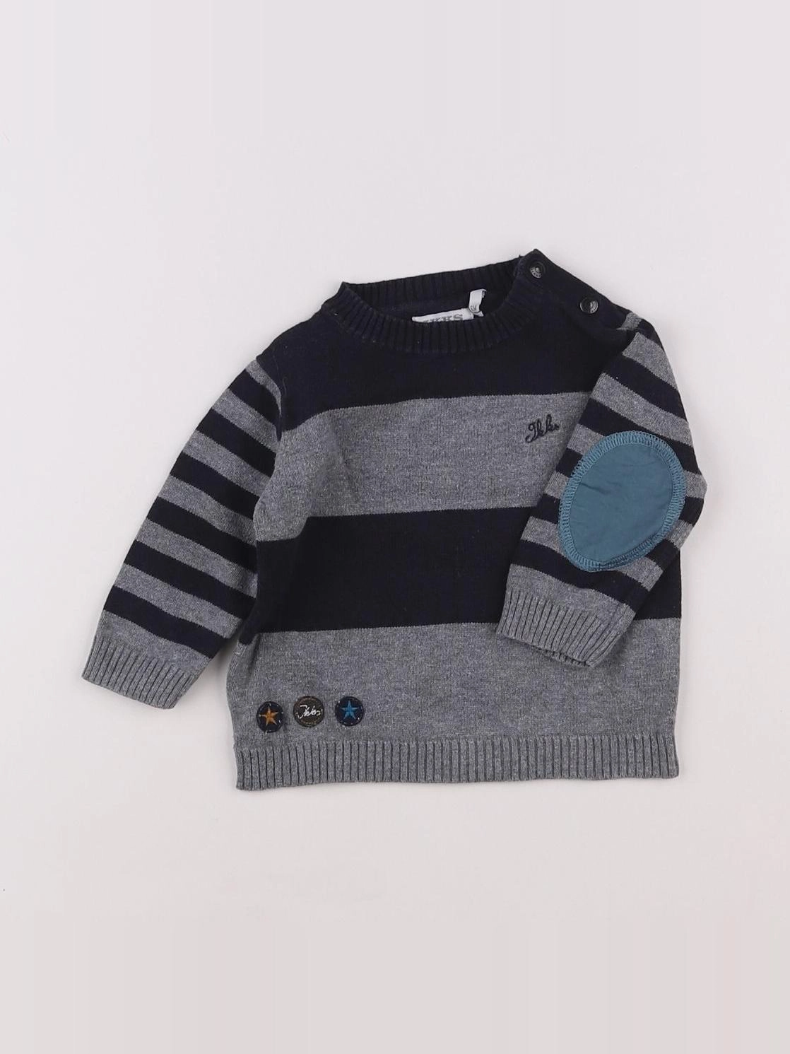 IKKS - pull bleu, gris - 6 mois