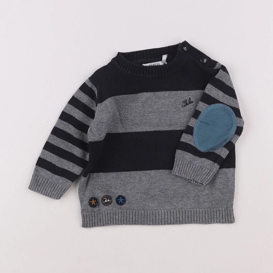 IKKS - pull bleu, gris - 6 mois