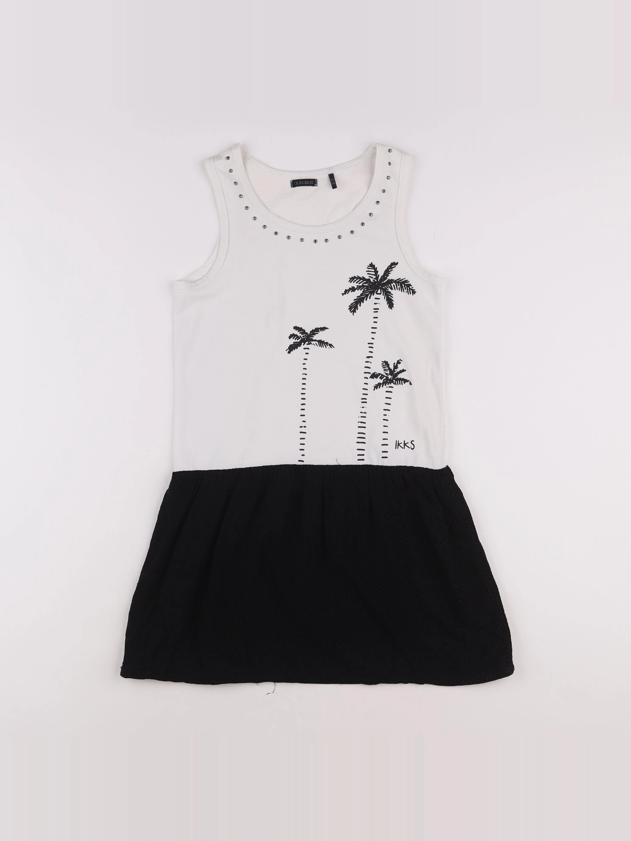 IKKS - robe blanc, noir - 10 ans