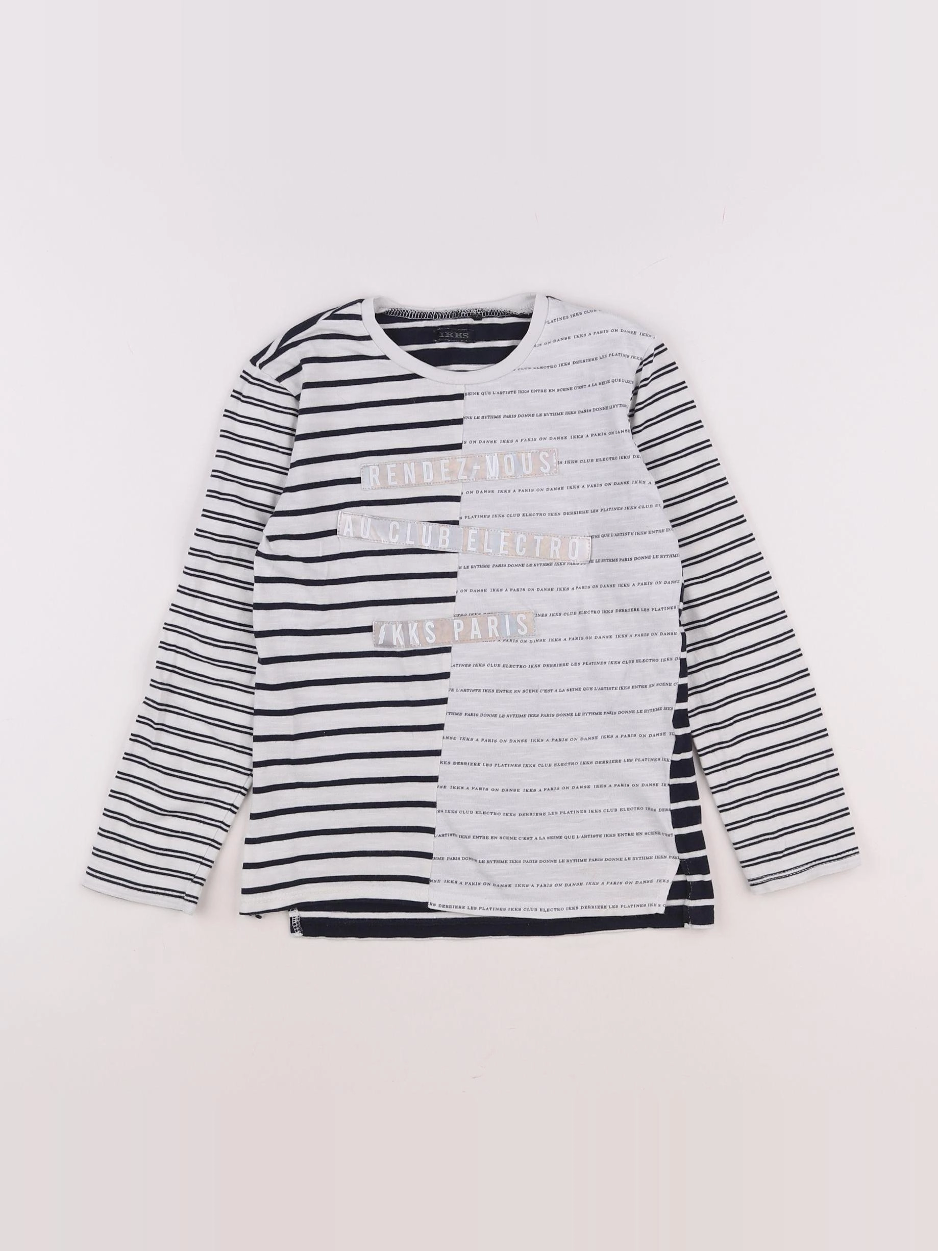 IKKS - tee-shirt blanc, bleu - 8 ans