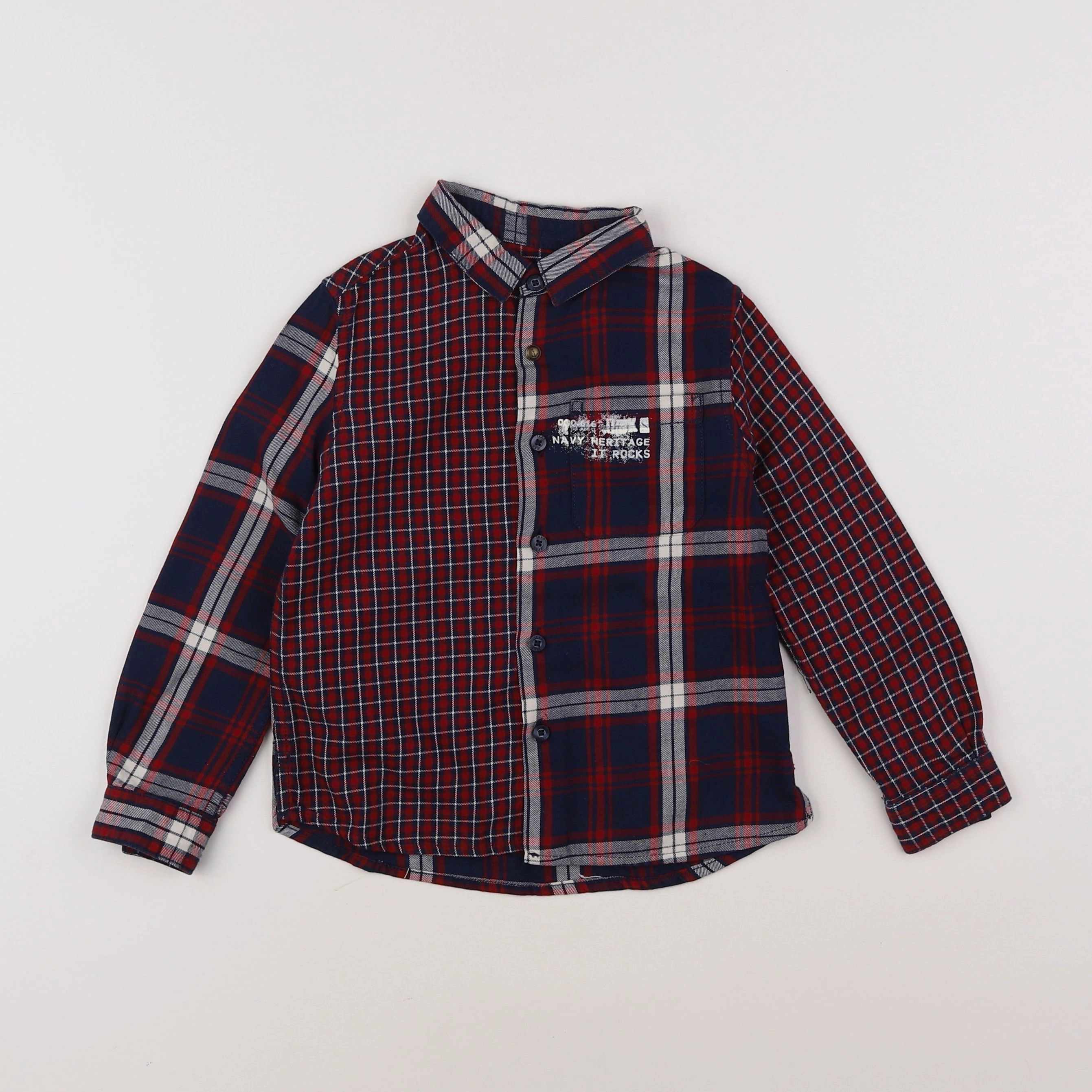 IKKS - chemise rouge, bleu - 3 ans