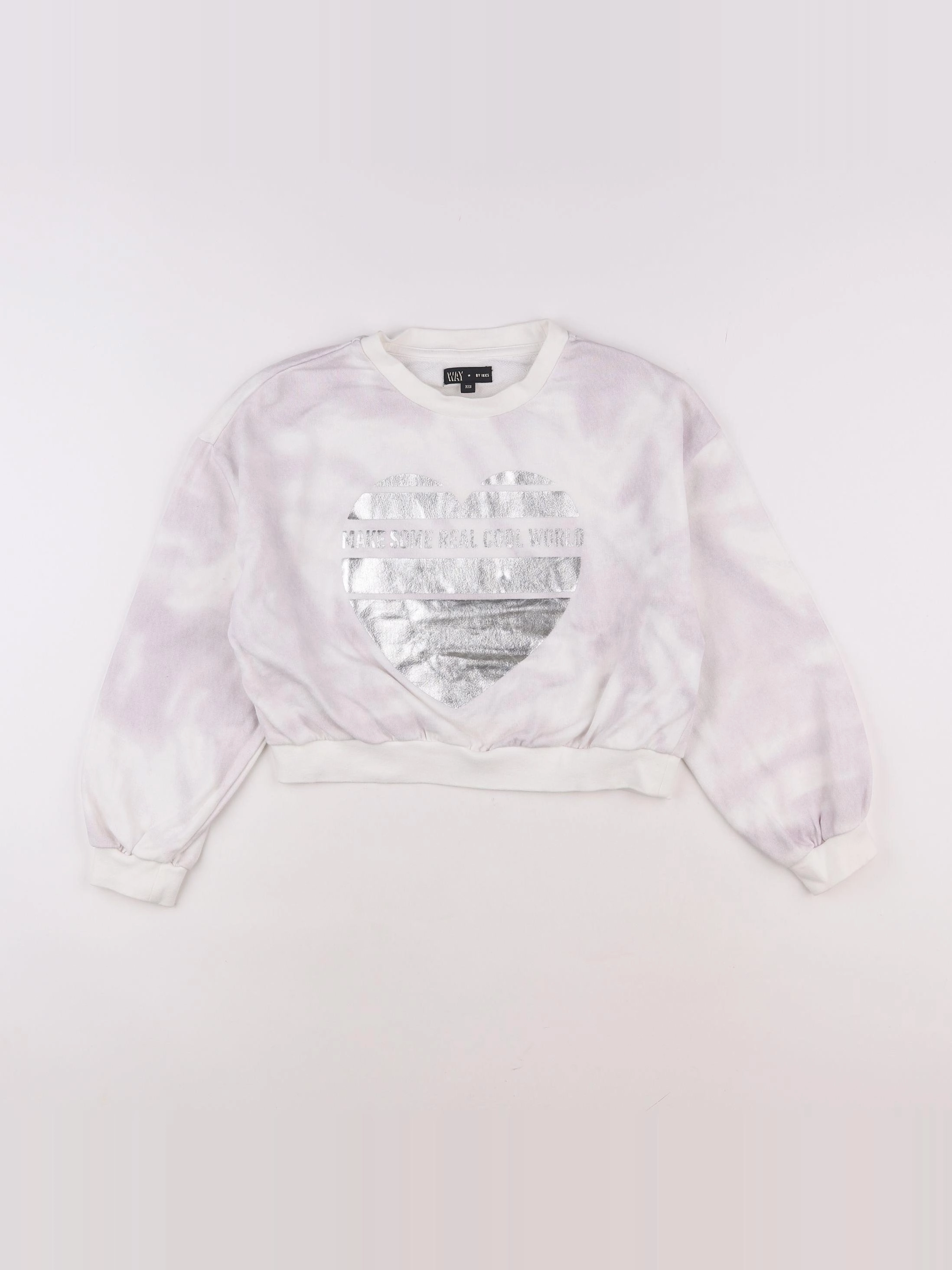 IKKS - sweat blanc, rose - 10 ans
