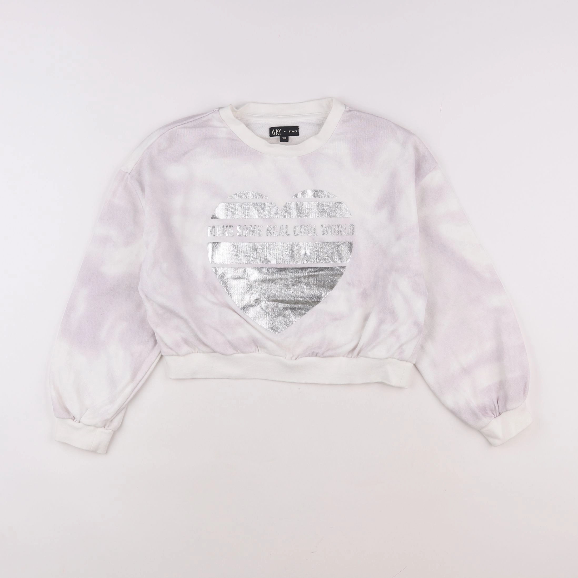 IKKS - sweat blanc, rose - 10 ans
