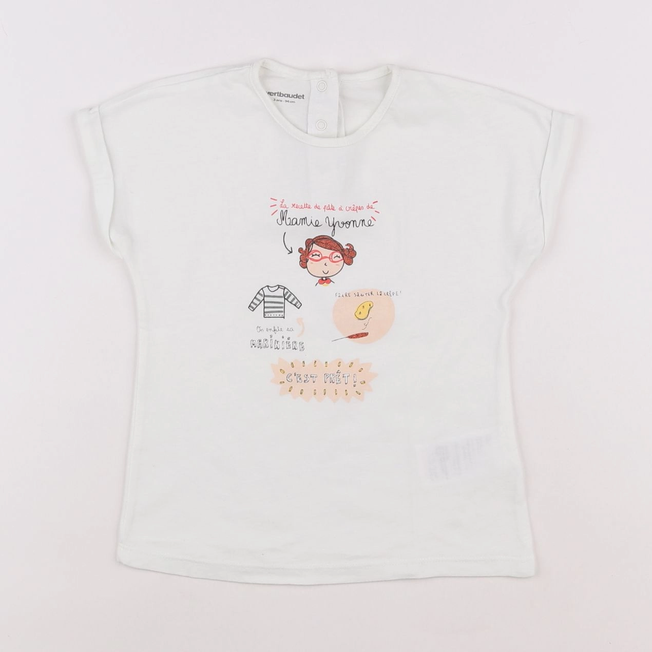 Vertbaudet - tee-shirt blanc - 3 ans