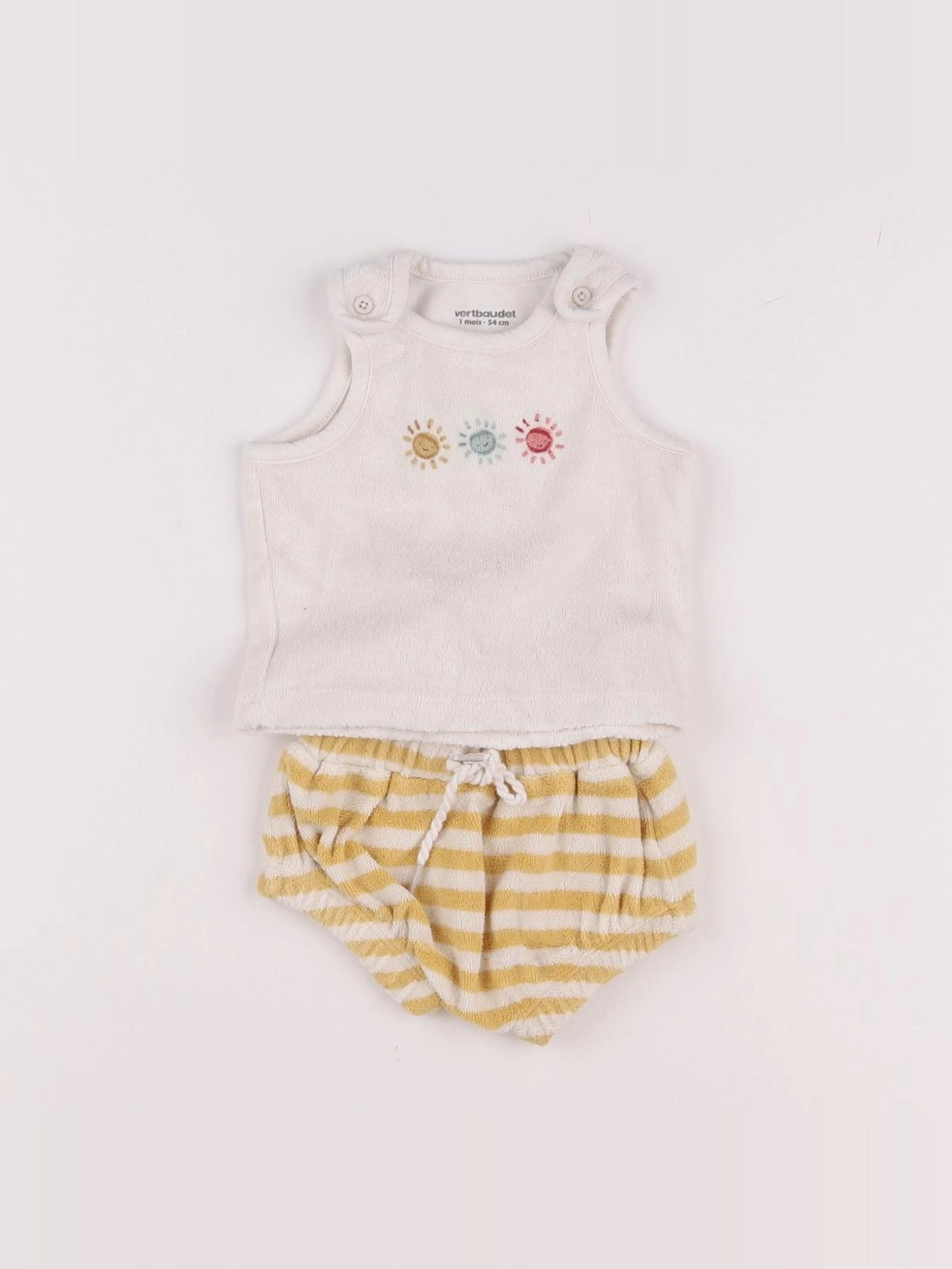 Vertbaudet - ensemble blanc, jaune - 1 mois