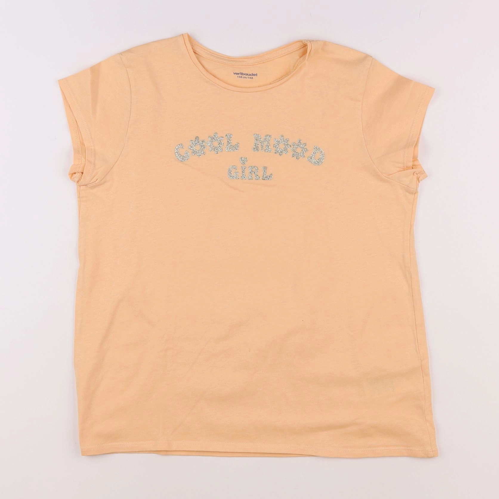 Vertbaudet - tee-shirt orange, or - 14 ans