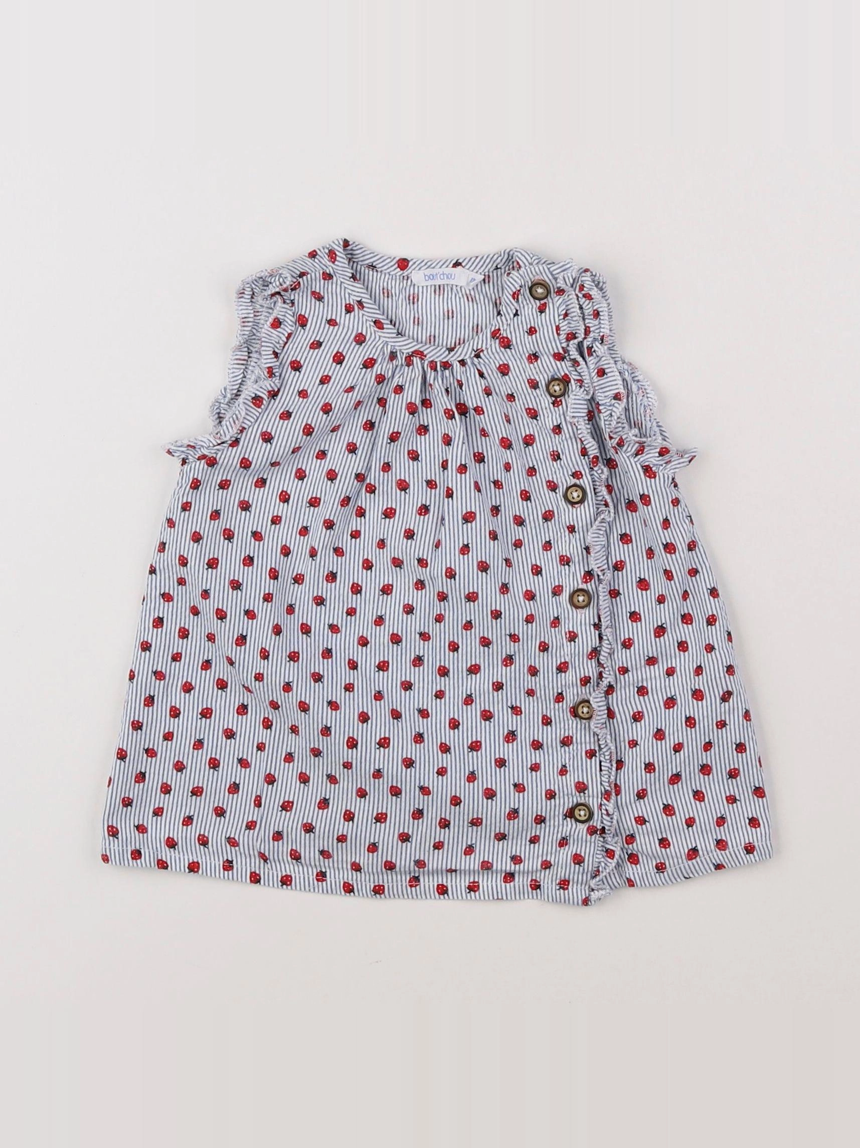 Boutchou - blouse bleu, rouge - 12 mois