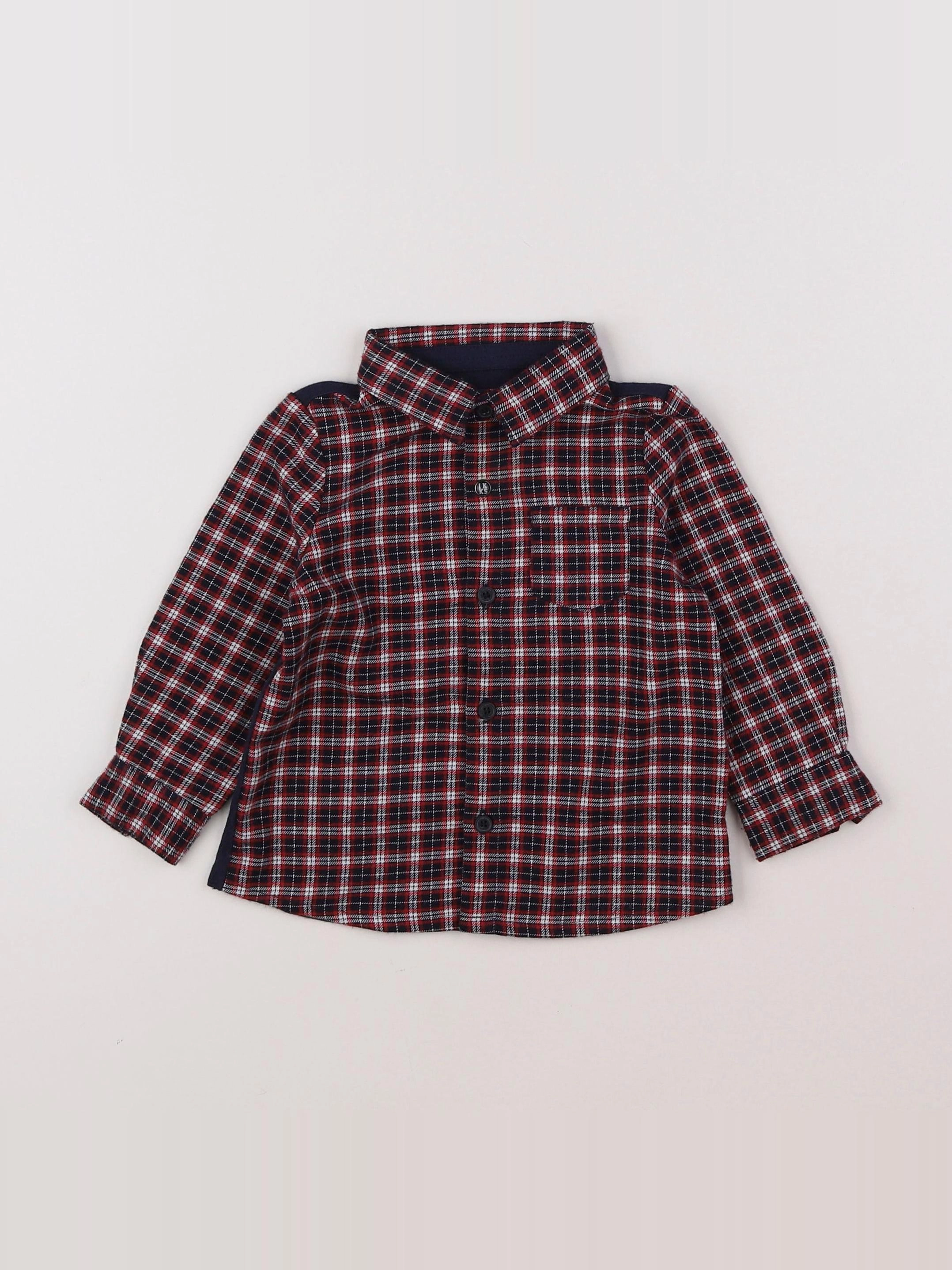 IKKS - chemise bleu, rouge - 12 mois