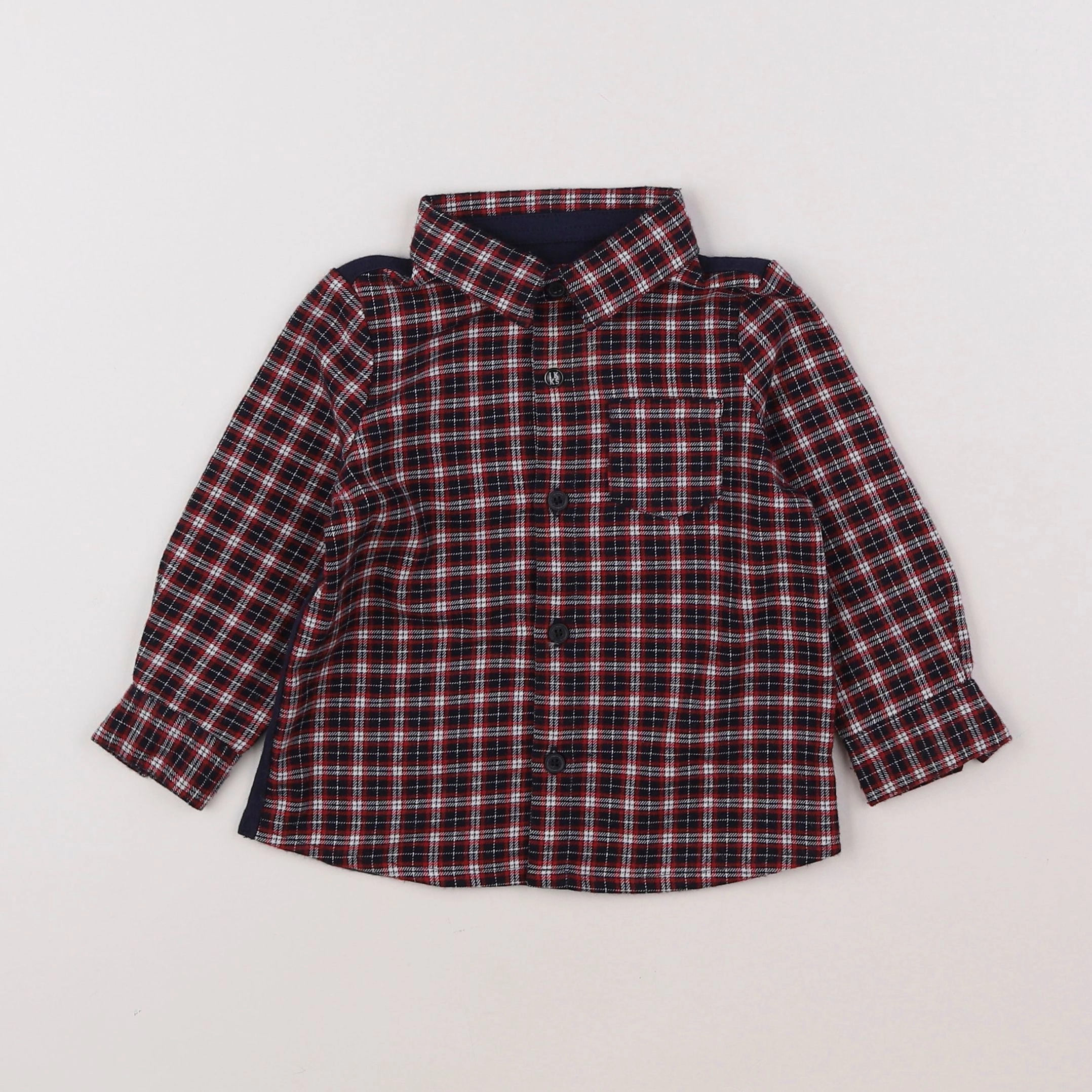 IKKS - chemise bleu, rouge - 12 mois