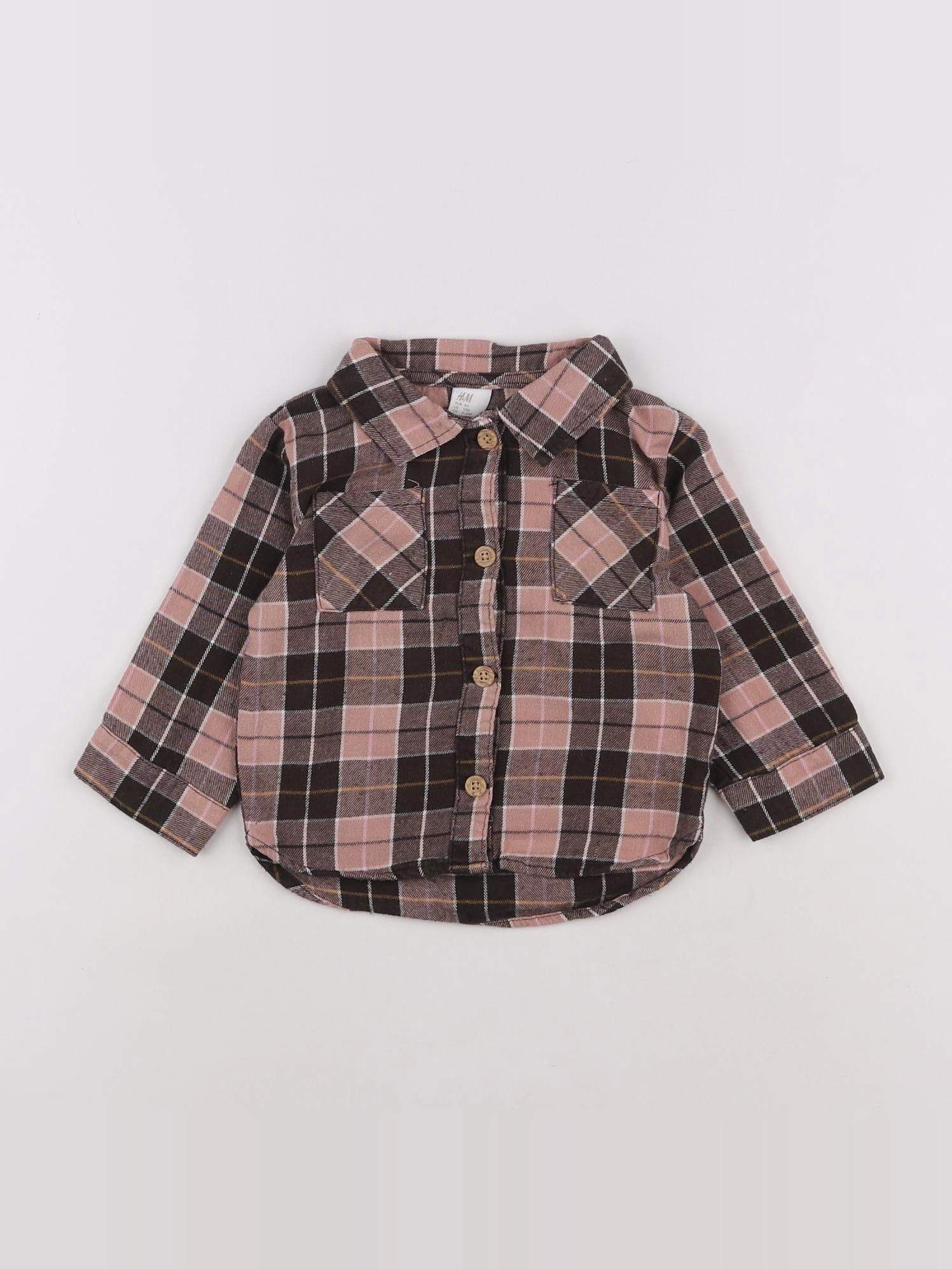 H&M - chemise marron, rose - 9/12 mois