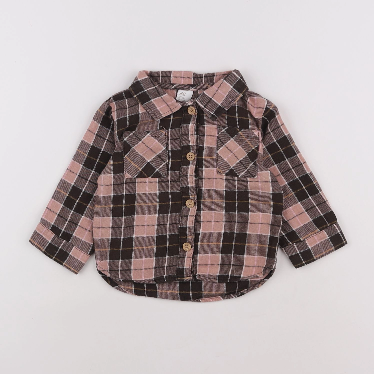 H&M - chemise marron, rose - 9/12 mois