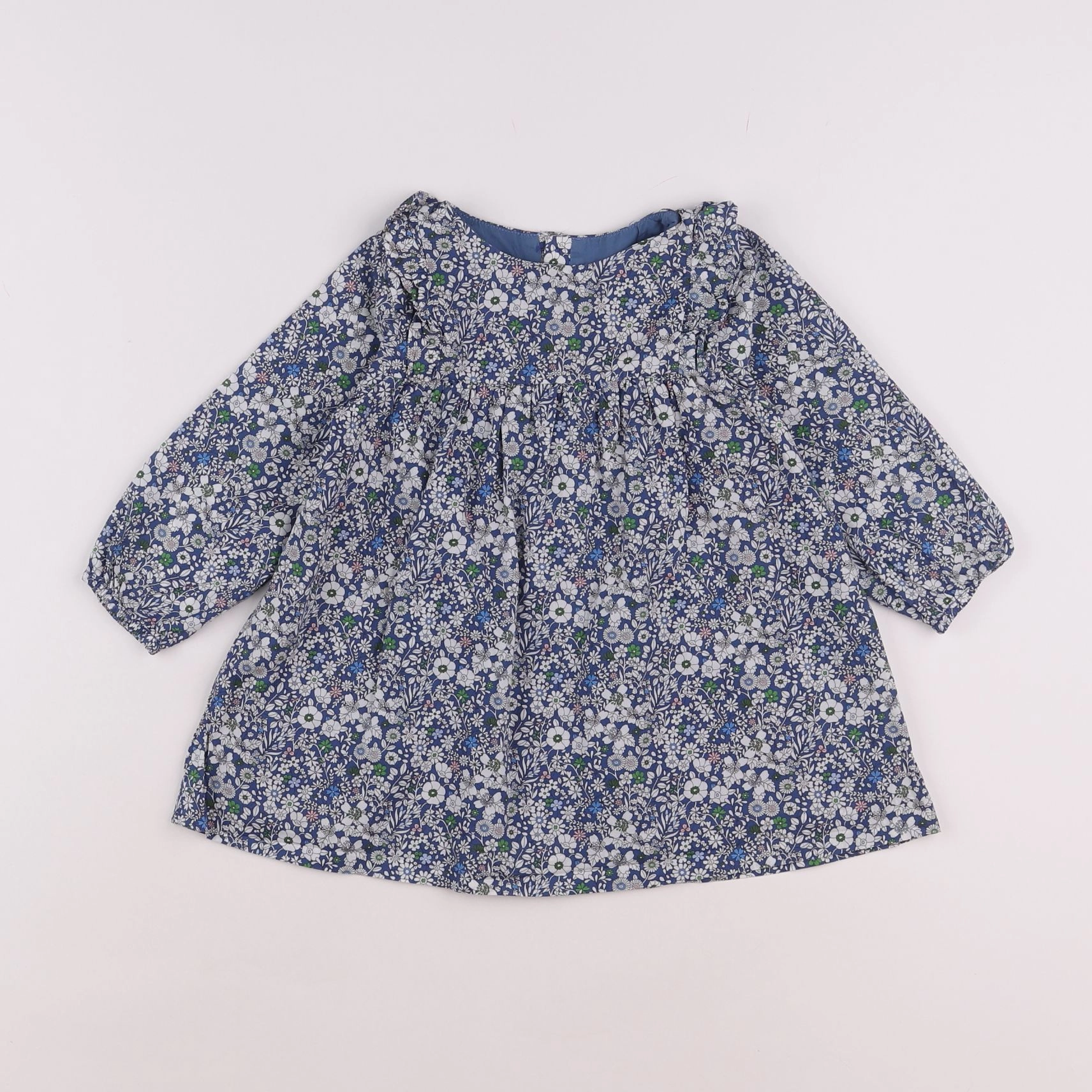 Jacadi - robe liberty blanc, bleu - 18 mois