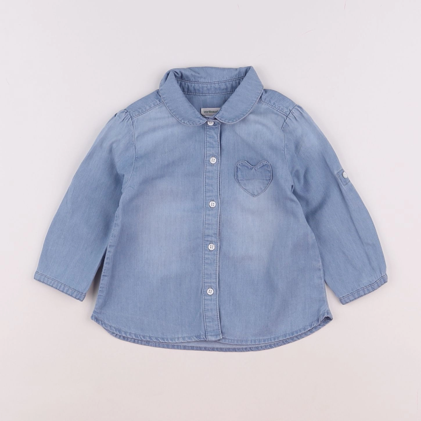 Vertbaudet - chemise bleu - 12 mois