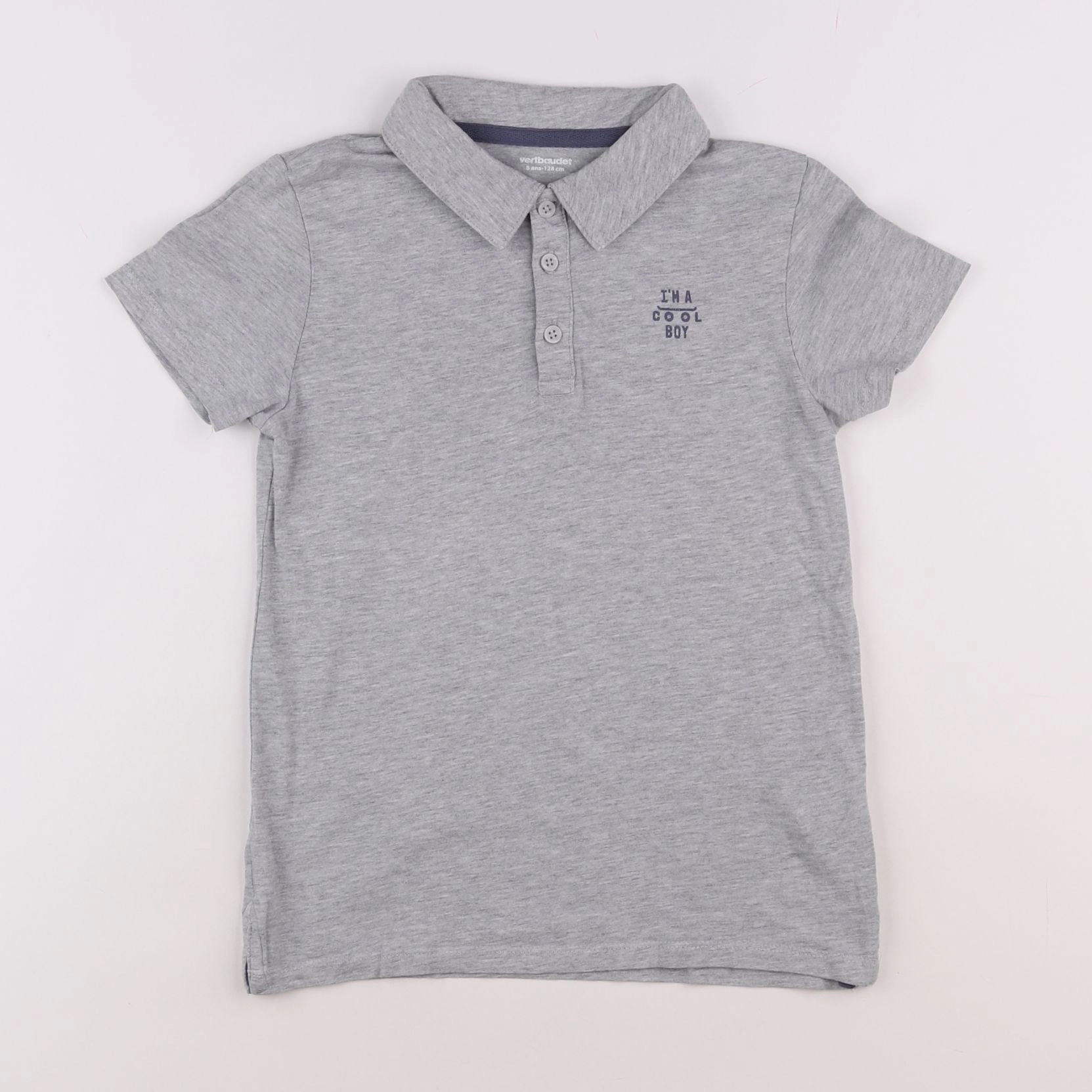 Vertbaudet - polo gris - 8 ans