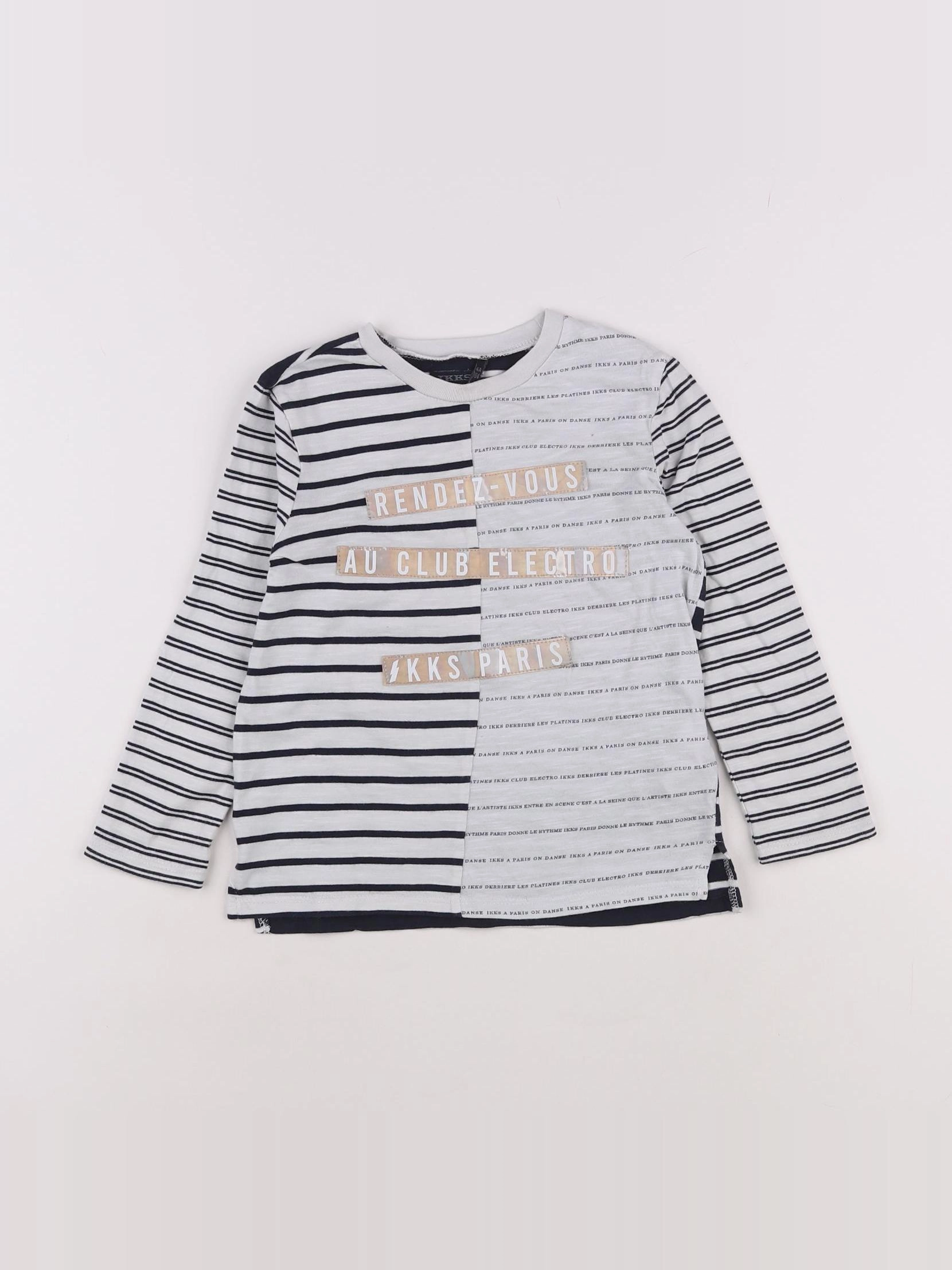 IKKS - tee-shirt blanc, bleu - 4 ans