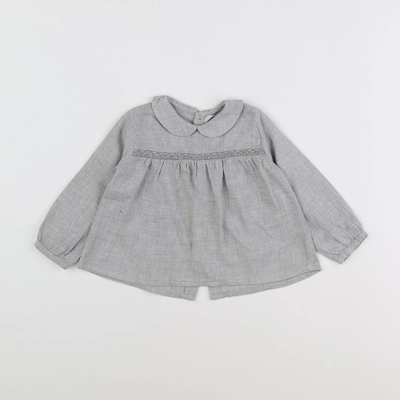 Bonnet à Pompon - blouse gris - 12 mois