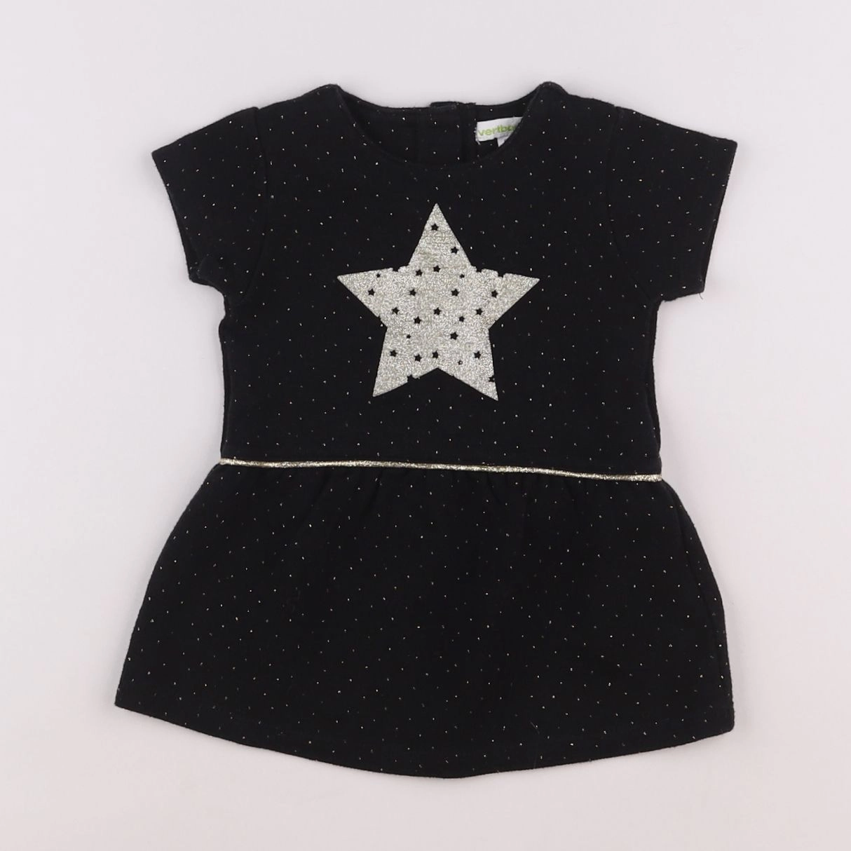 Vertbaudet - robe noir, or - 6 mois