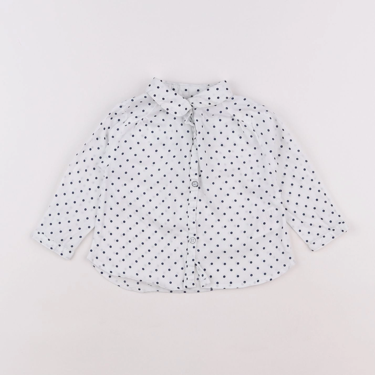 Vertbaudet - chemise blanc, bleu - 6 mois