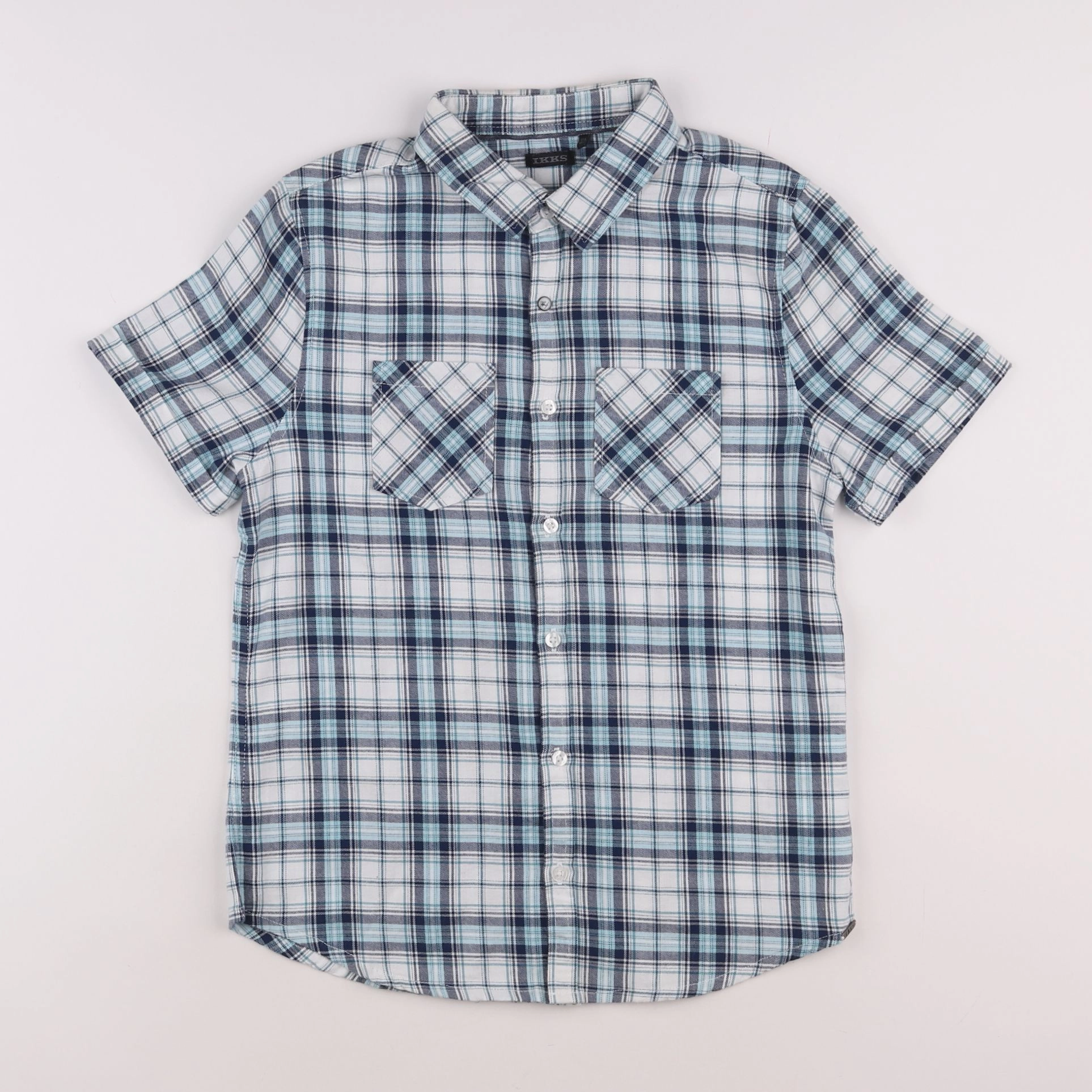 IKKS - chemise bleu, blanc - 12 ans