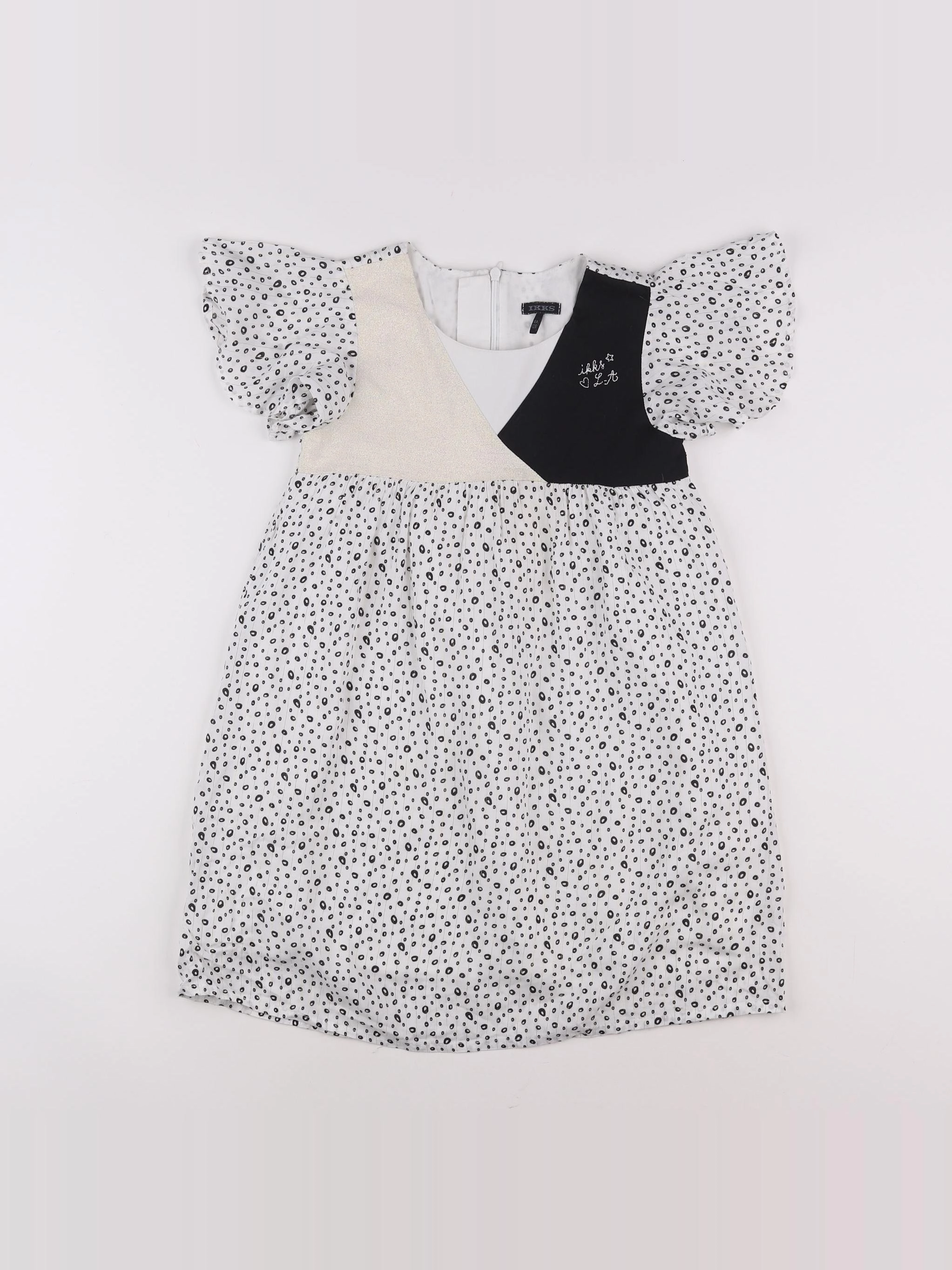 IKKS - robe blanc, or, noir - 8 ans