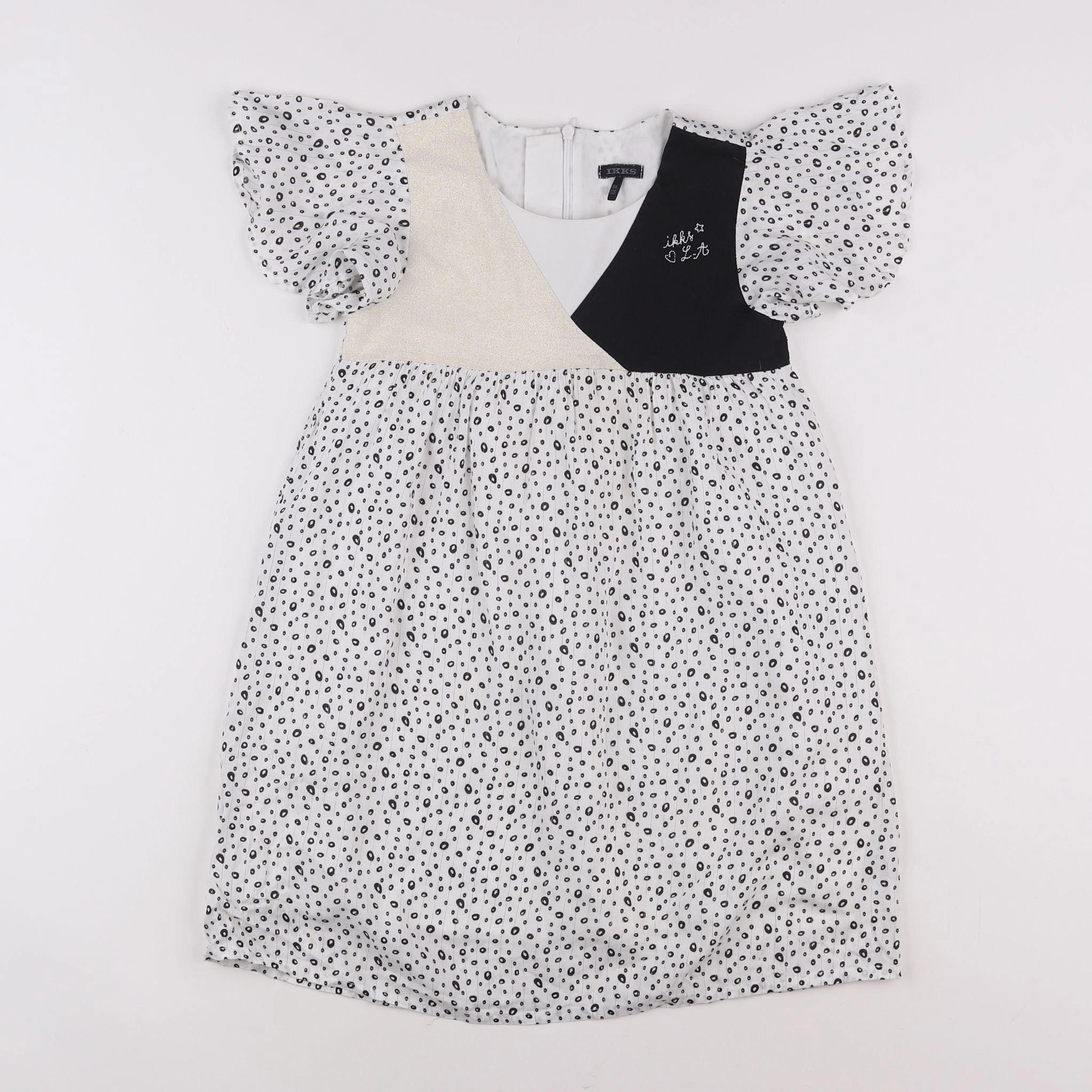 IKKS - robe blanc, or, noir - 8 ans