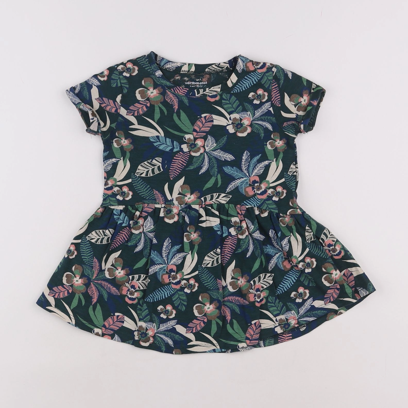 Vertbaudet - robe vert - 2 ans