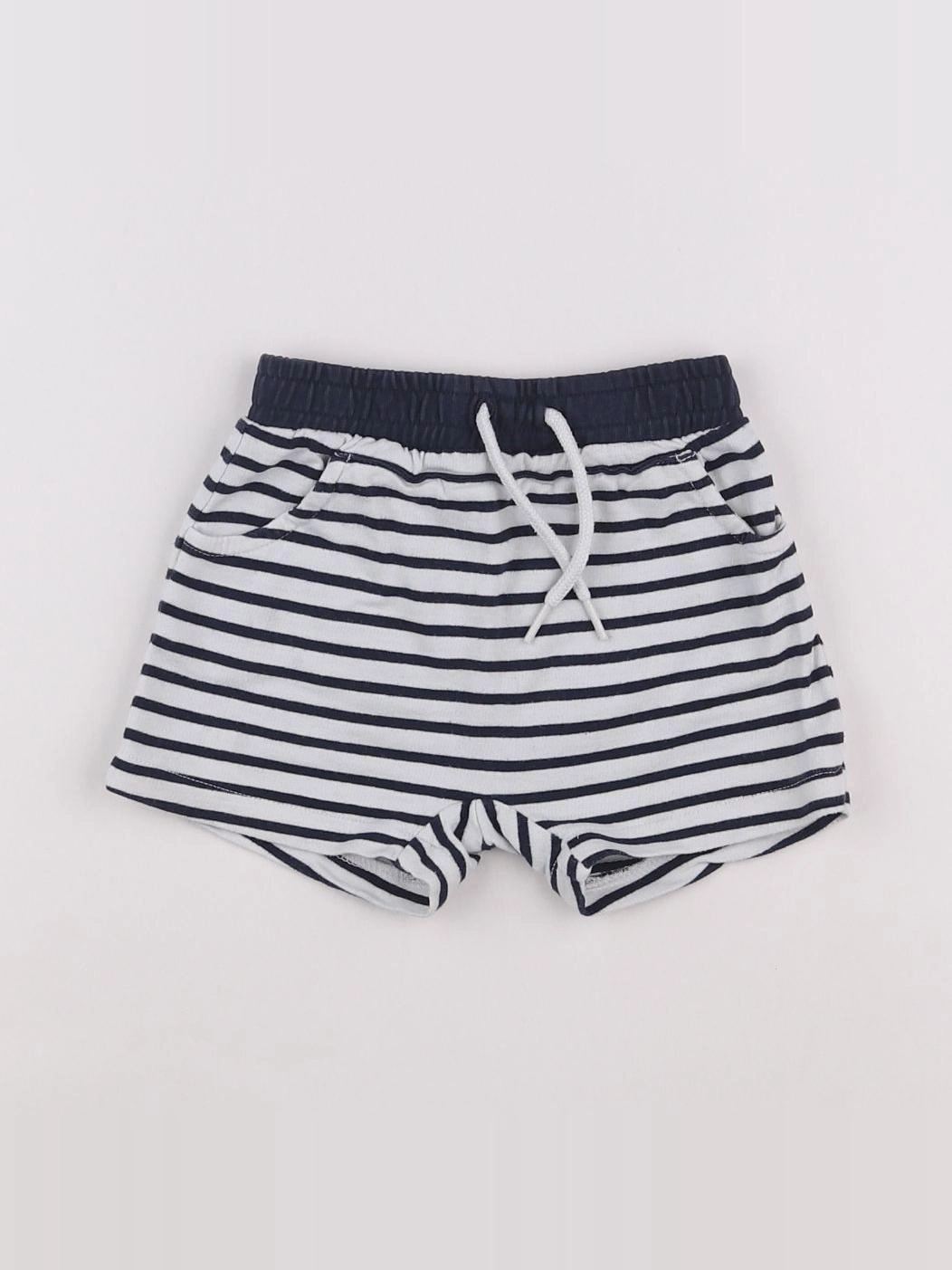 Vertbaudet - short blanc, bleu - 9 mois