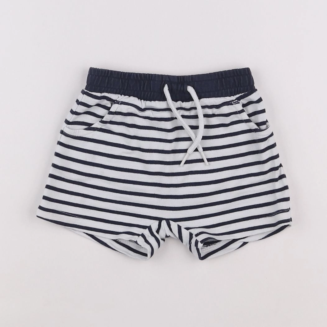 Vertbaudet - short blanc, bleu - 9 mois
